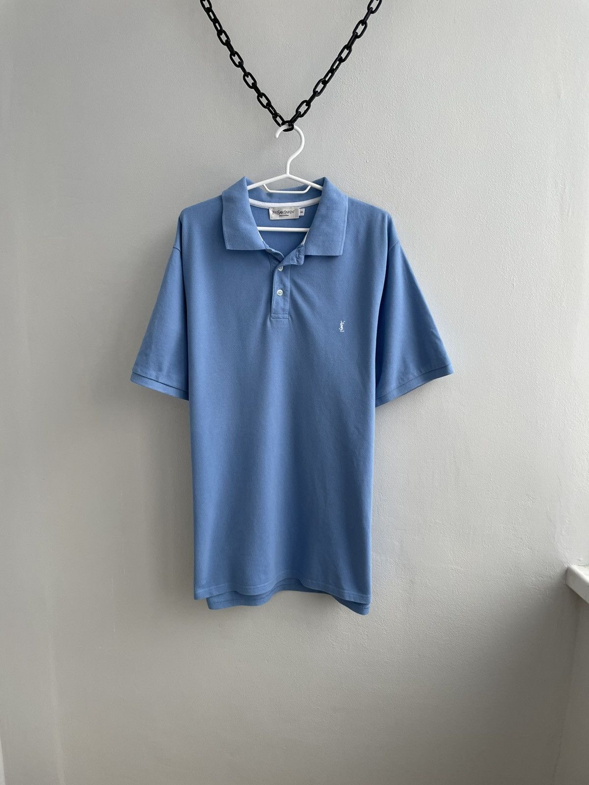 Yves Saint Laurent YSL Light Blue Polo Shirt Short Sleeve
