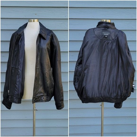 Croft & Barrow Vintage 90s y2k Croft & Barrow Black Leather Bomber Racer Bo Size US XL / EU 56 / 4 - 3 Thumbnail