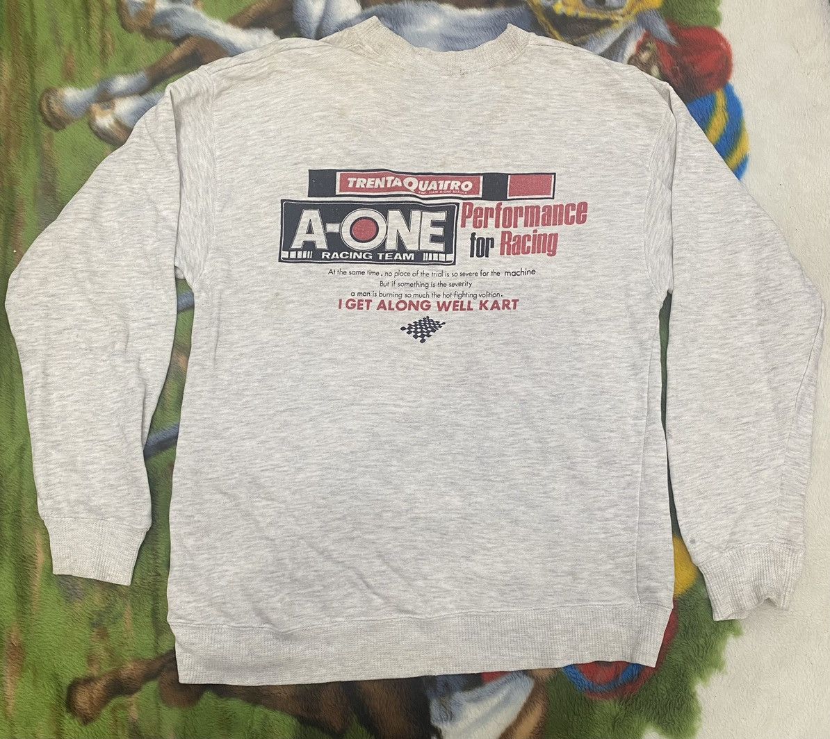 Japanese Brand VINTAGE A-ONE RACING TEAM JAPAN GO-KART SWEATSHIRT Size US L / EU 52-54 / 3 - 1 Thumbnail