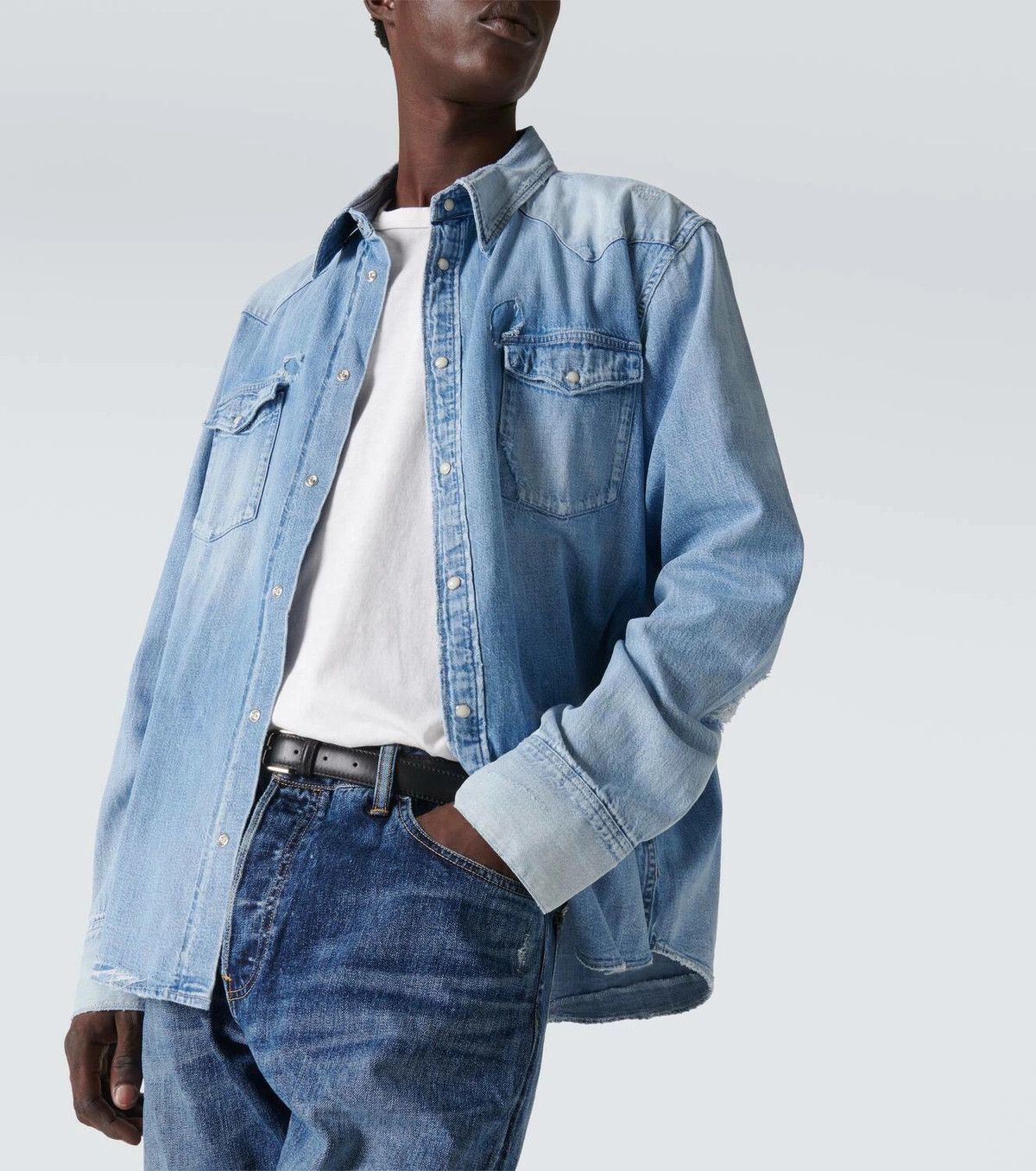 Visvim VISVIM 24SS Social Sculpture Distressed Denim Shirt Size US XL / EU 56 / 4 - 3 Thumbnail