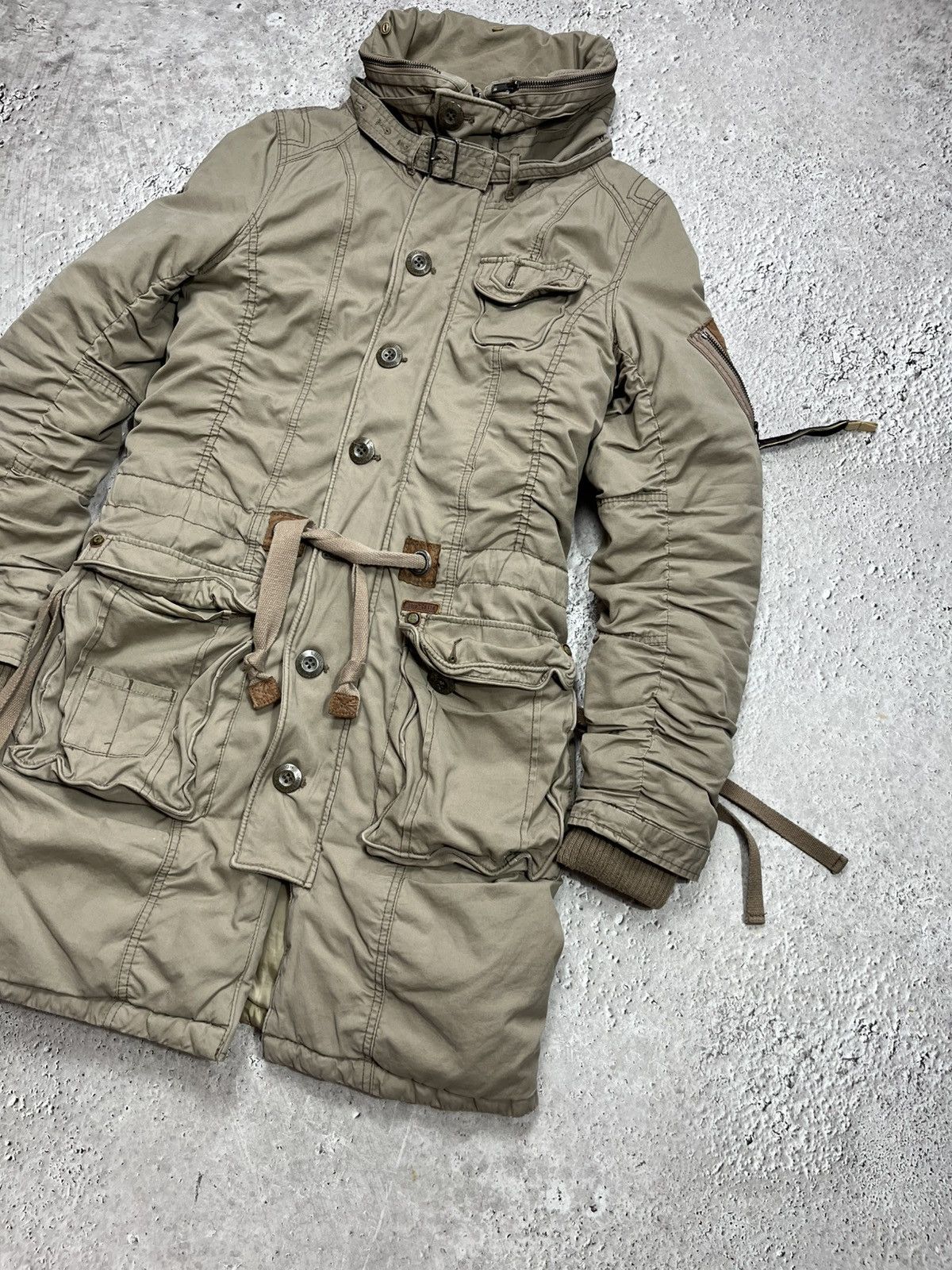 khujo Khujo Women’s Khaki Military Cargo Parka Jacket Coat Size L Size S / US 4 / IT 40 - 2 Thumbnail