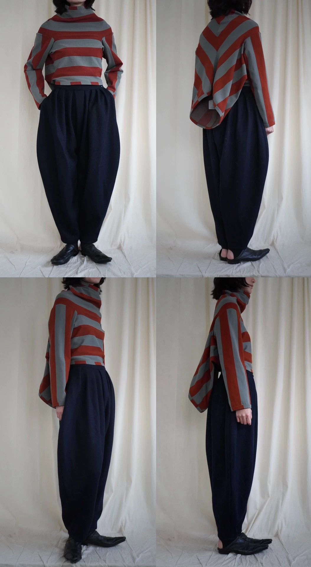 Comme des Garcons CDG 1990AW Dark Orange-Green Striped Multi-Way Top S Size S / US 4 / IT 40 - 5 Thumbnail