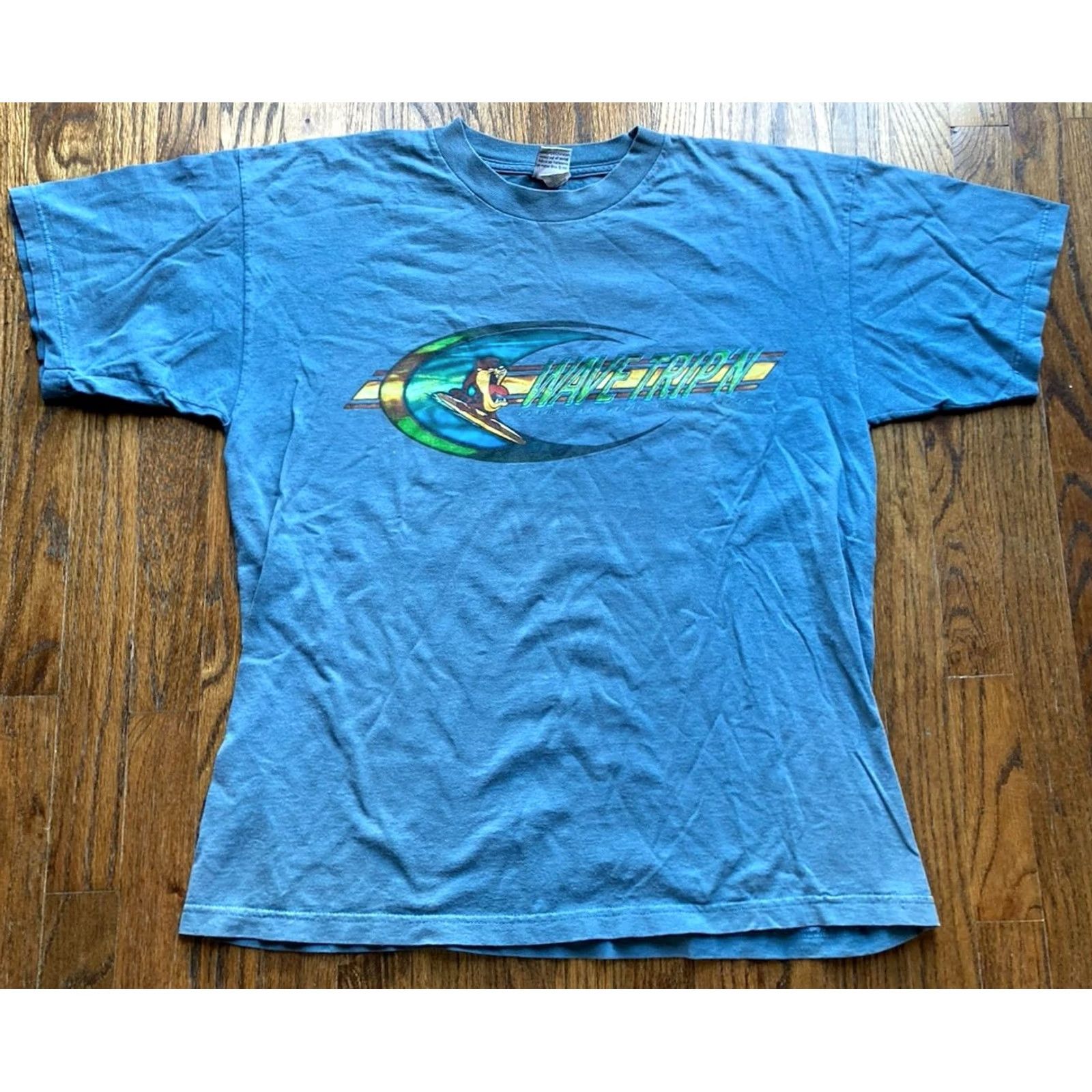 Vintage VINTAGE Looney Tunes TAZ Shirt Mens XL Blue Surf Wave Shore Break 90s Cartoon Taz Size US XL / EU 56 / 4 - 2 Thumbnail