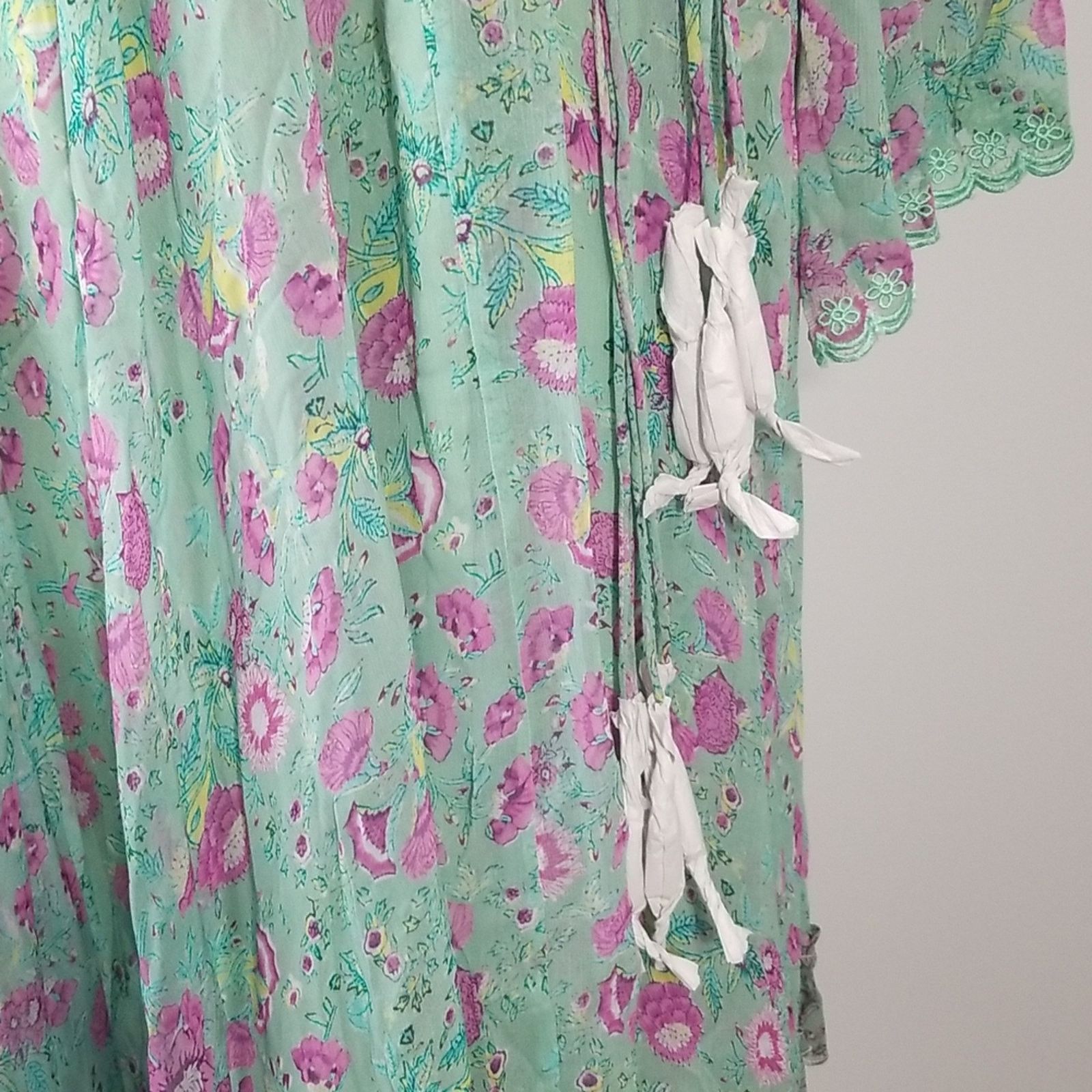 Hemant & Nandita NWT Hemant & Nandita Hera Long Green Floral Dress Size M / US 6-8 / IT 42-44 - 7 Thumbnail