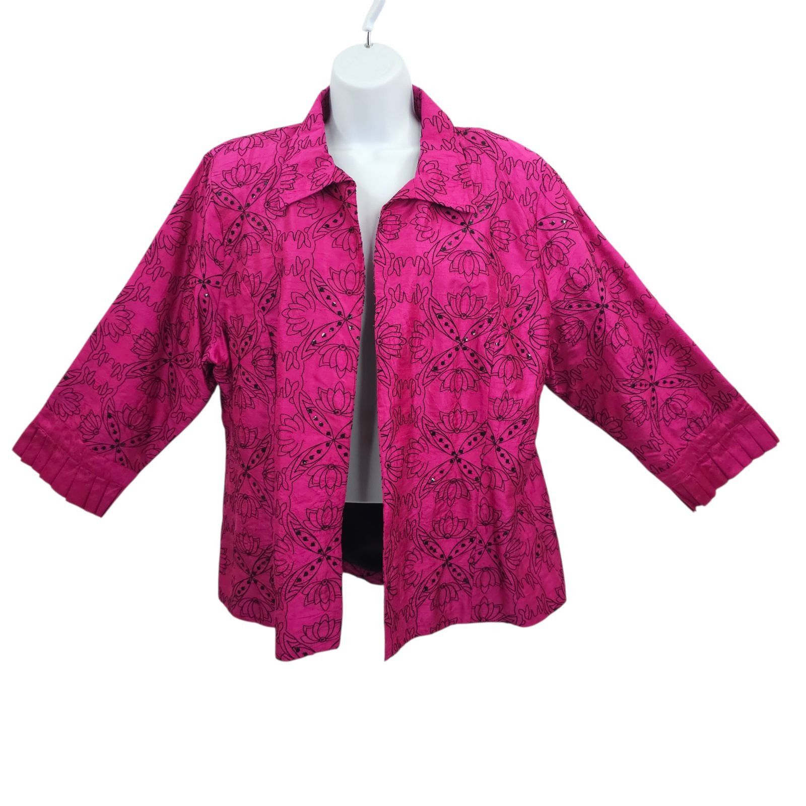 Other Bleu Bayou Pink Embroidered Sequin Jacket 1X Boho Y2K Artsy Size XXL / US 16-18 / IT 52-54 - 1 Thumbnail