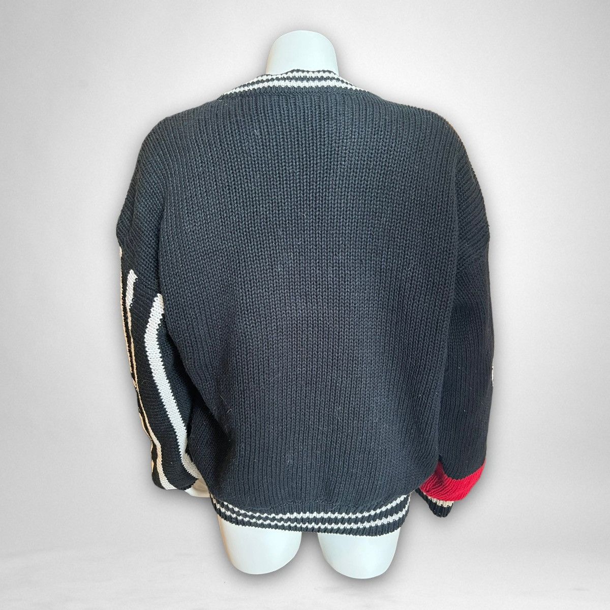 Vintage RARE Vintage Frontline Black & White Knit Cardigan Size US M / EU 48-50 / 2 - 3 Thumbnail