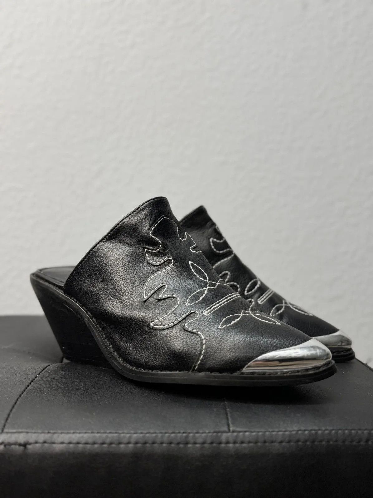 If Six Was Nine × Japanese Brand × Vintage 90s Vintage Leather Cowboy Slide Boots Western shoes Size US 6 / IT 36 - 3 Thumbnail