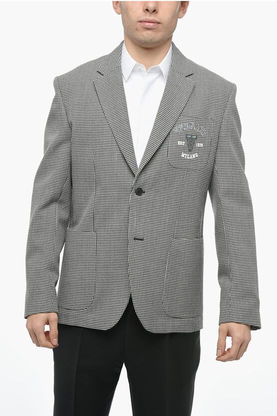 image of Versace Og1Mm0524 Half Lined Blazer In Black/white, Men's (Size Small)