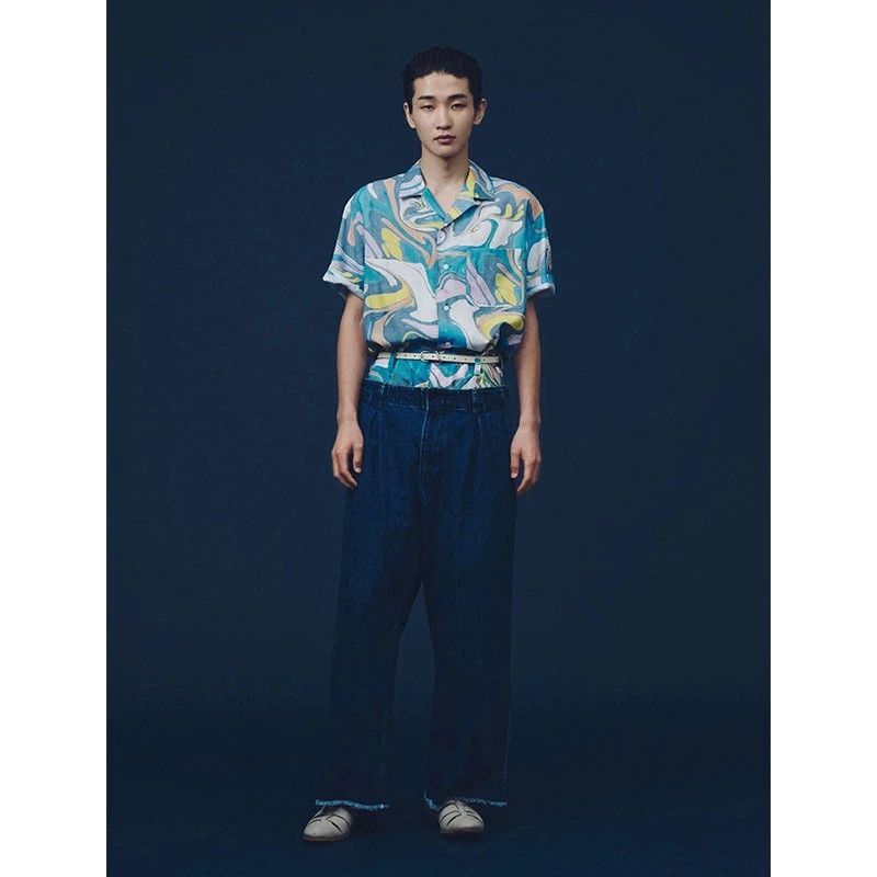 KUON KUON Suminagashi Cuban Collar Vintage Hawaiian Shirt Size US S / EU 44-46 / 1 - 9 Thumbnail