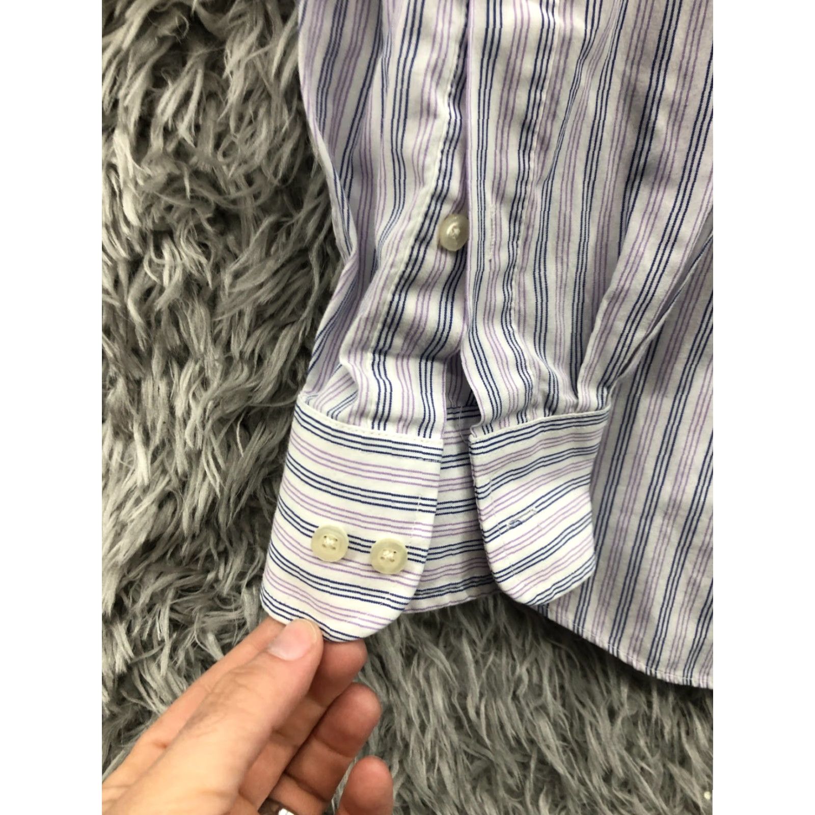 Chaps Chaps Shirt Mens L Long Sleeve Button-Down Collar Striped Wrinkle Free Knit Easy Care Classic Modern Tailored Size US L / EU 52-54 / 3 - 2 Thumbnail