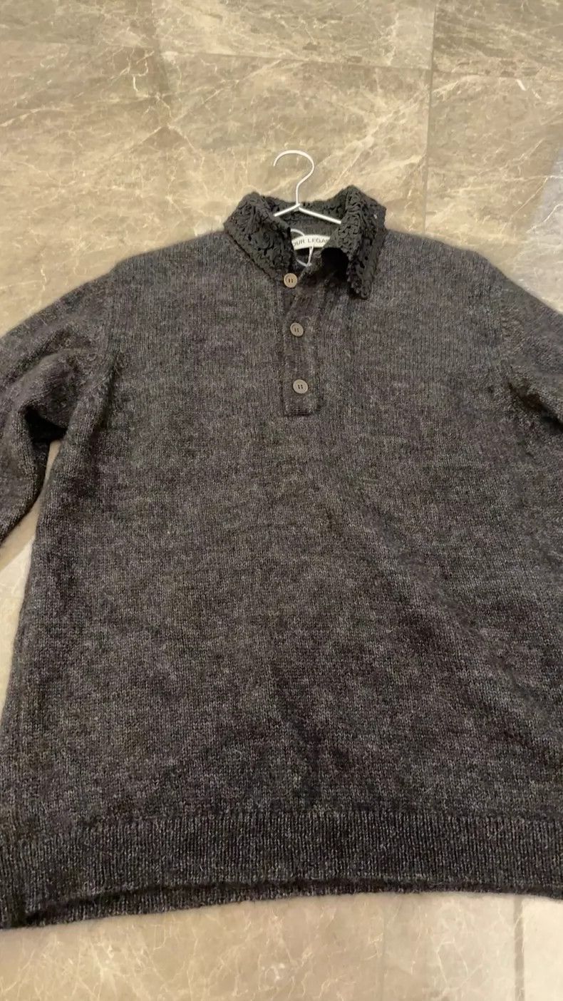 Our Legacy our legacy 24fw lace knitted neckline Black polo wool long Size US M / EU 48-50 / 2 - 2 Thumbnail