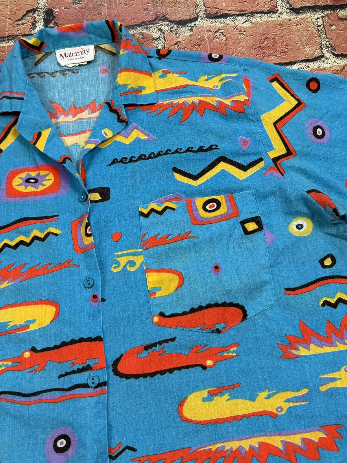 Other Vintage Abstract AOP Shirt Maternity Surf Button Up 80s 90s Size M / US 6-8 / IT 42-44 - 4 Thumbnail