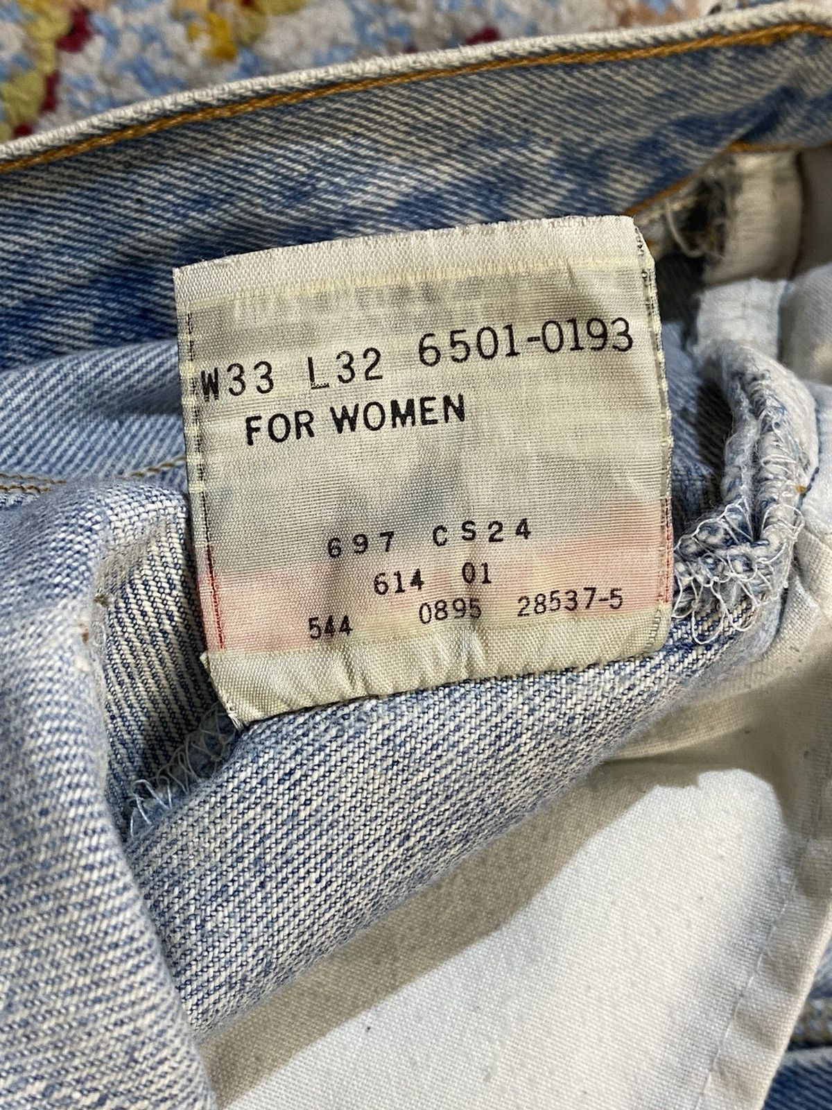 Levi's × Vintage WASHED BLUE 501 LEVIS RINDEM CUSTOM STUDS RHINESTONE Size US 33 - 15 Thumbnail