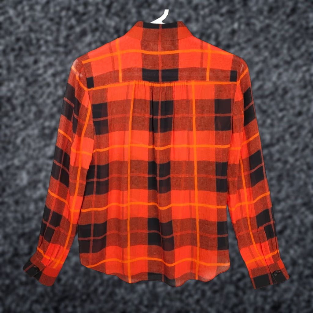 Vintage kate spade new york Blouse Womens Red Black Plaid Ruffle Woodland Chiffon 100% Silk Top 2 Size XS / US 0-2 / IT 36-38 - 1 Thumbnail