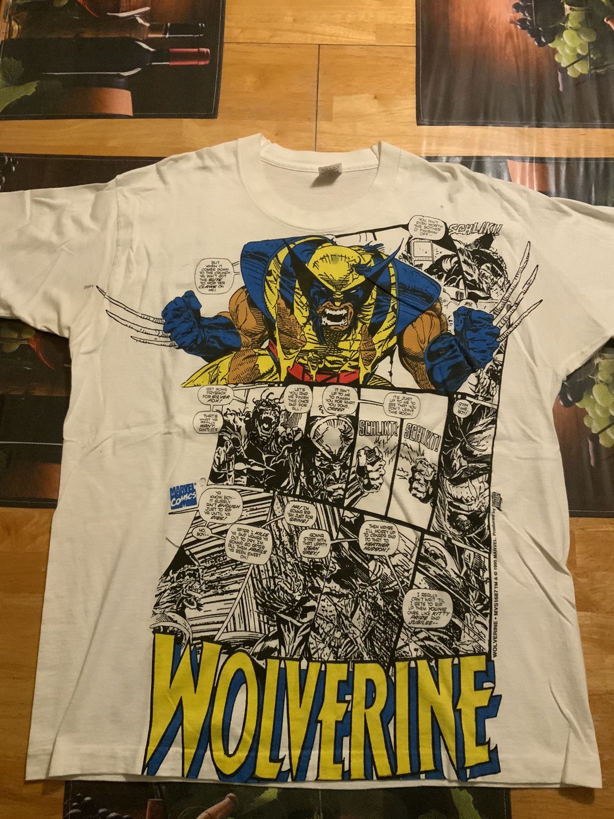 image of Marvel Comics x Vintage 95’ Marvel Wolverine Shirt in White, Men's (Size XL)