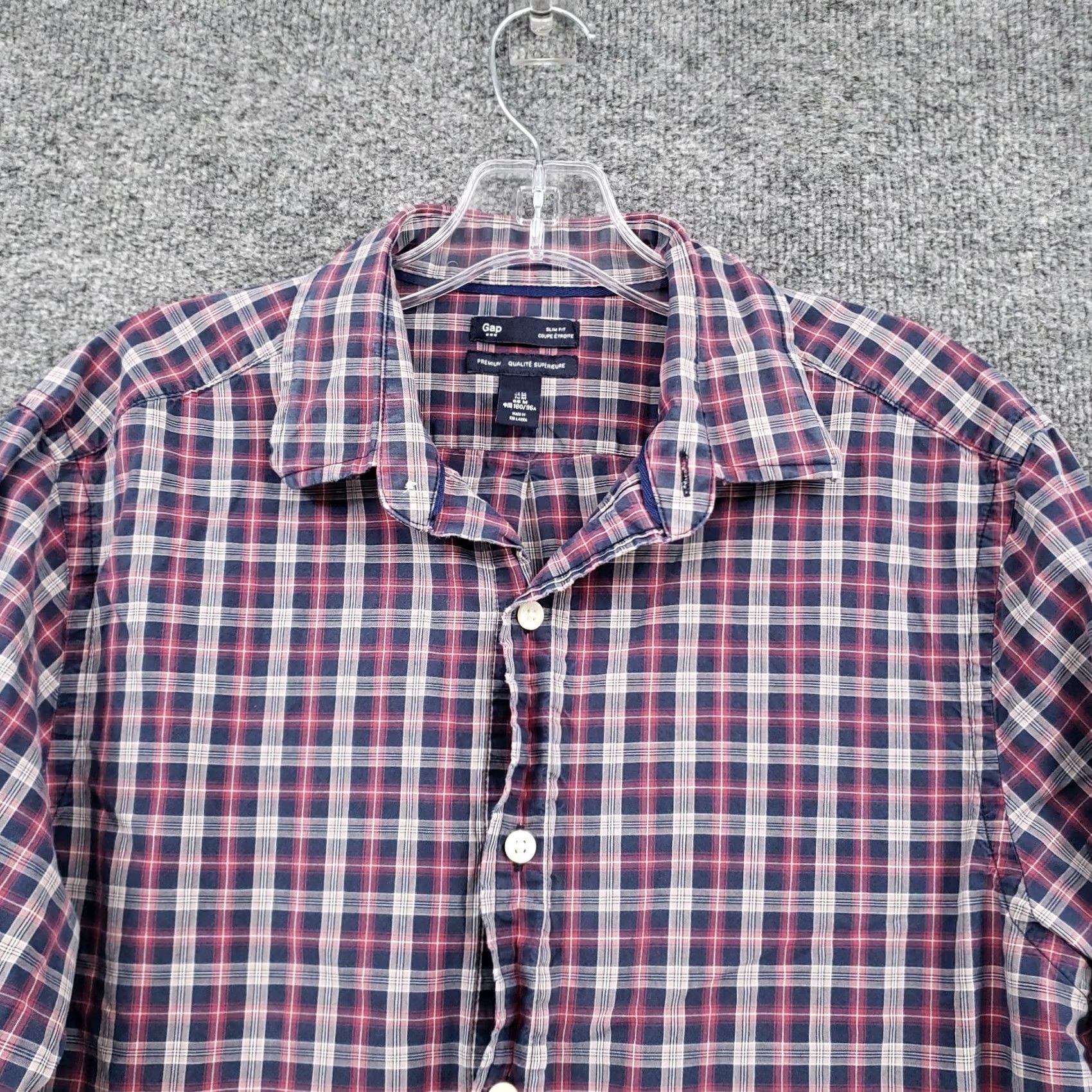 Gap Gap Shirt Medium M Blue Red Plaid Button-Up Slim Fit Premium Long Sleeves Mens Size US M / EU 48-50 / 2 - 5 Thumbnail
