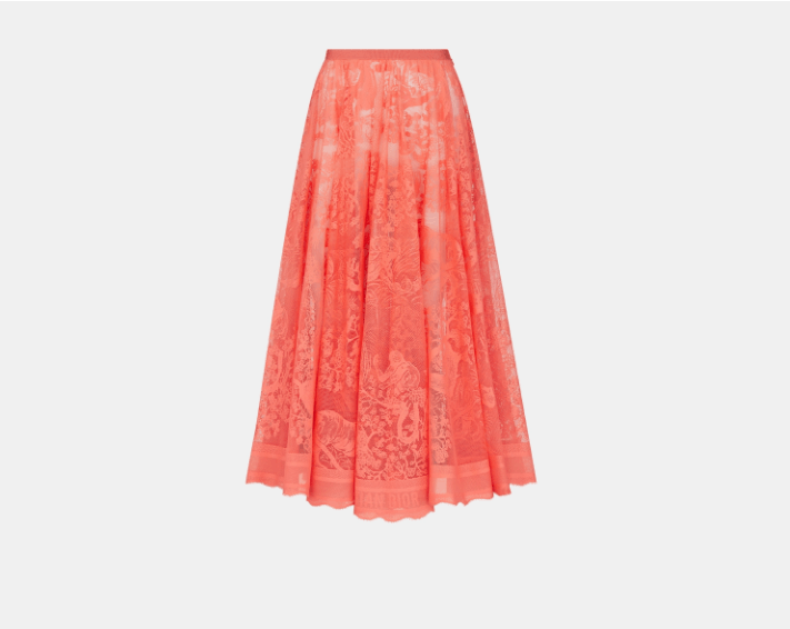 Dior o1w1db10925 441J75 Midi Skirt in Coral Size 27" / US 4 / IT 40 - 1 Thumbnail