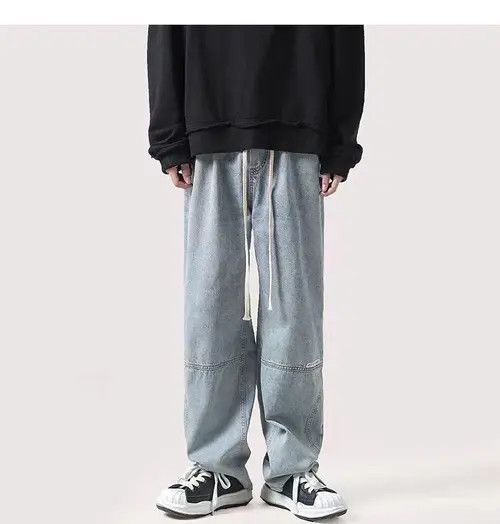 Japanese Brand Manami x Kamon Light Blue High Street Vintage Loose Jeans Size US 31 - 1 Thumbnail