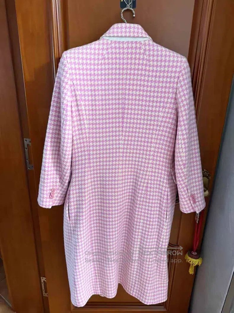 Balenciaga Balenciaga Pink Houndstooth Double Breasted Coat Size XS / US 0-2 / IT 36-38 - 2 Thumbnail