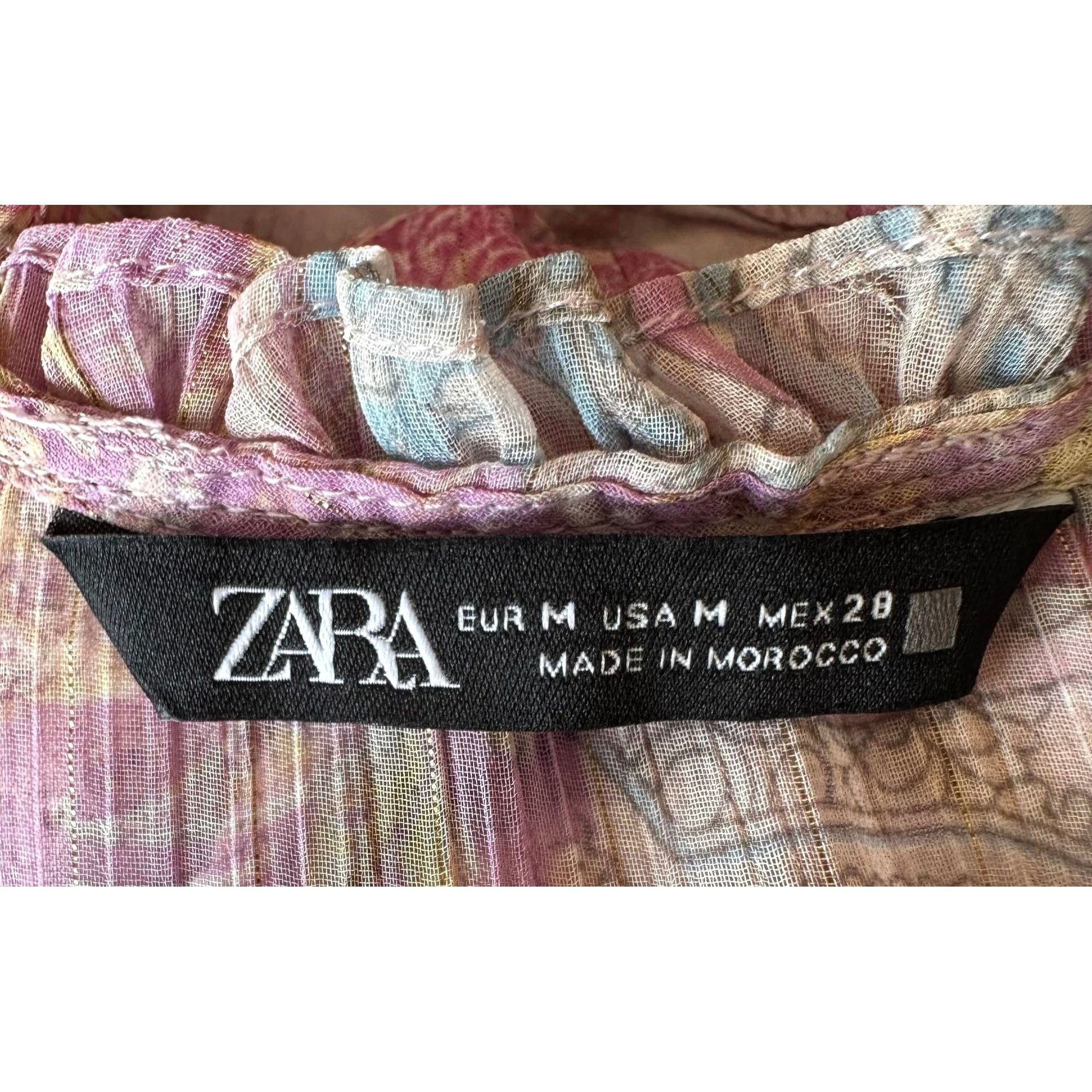 Zara Zara Ruffled Knotted Crop Top Blouse Medium Paisley Abstr Size M / US 6-8 / IT 42-44 - 12 Thumbnail