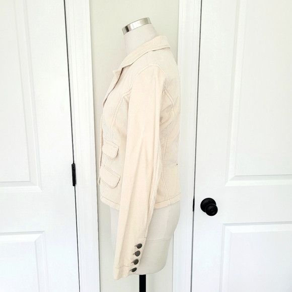 Calvin Klein Cream Corduroy Collared Button-Up Blazer Classic Preppy Size S / US 4 / IT 40 - 6 Thumbnail