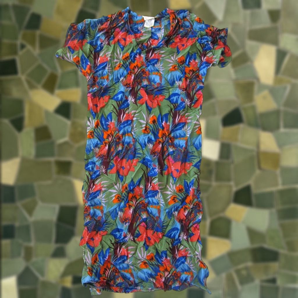 Vintage Vintage Back Street Silk Floral Short Sleeve Tunic Dress S-M Size 32" / US 10 / IT 46 - 1 Thumbnail