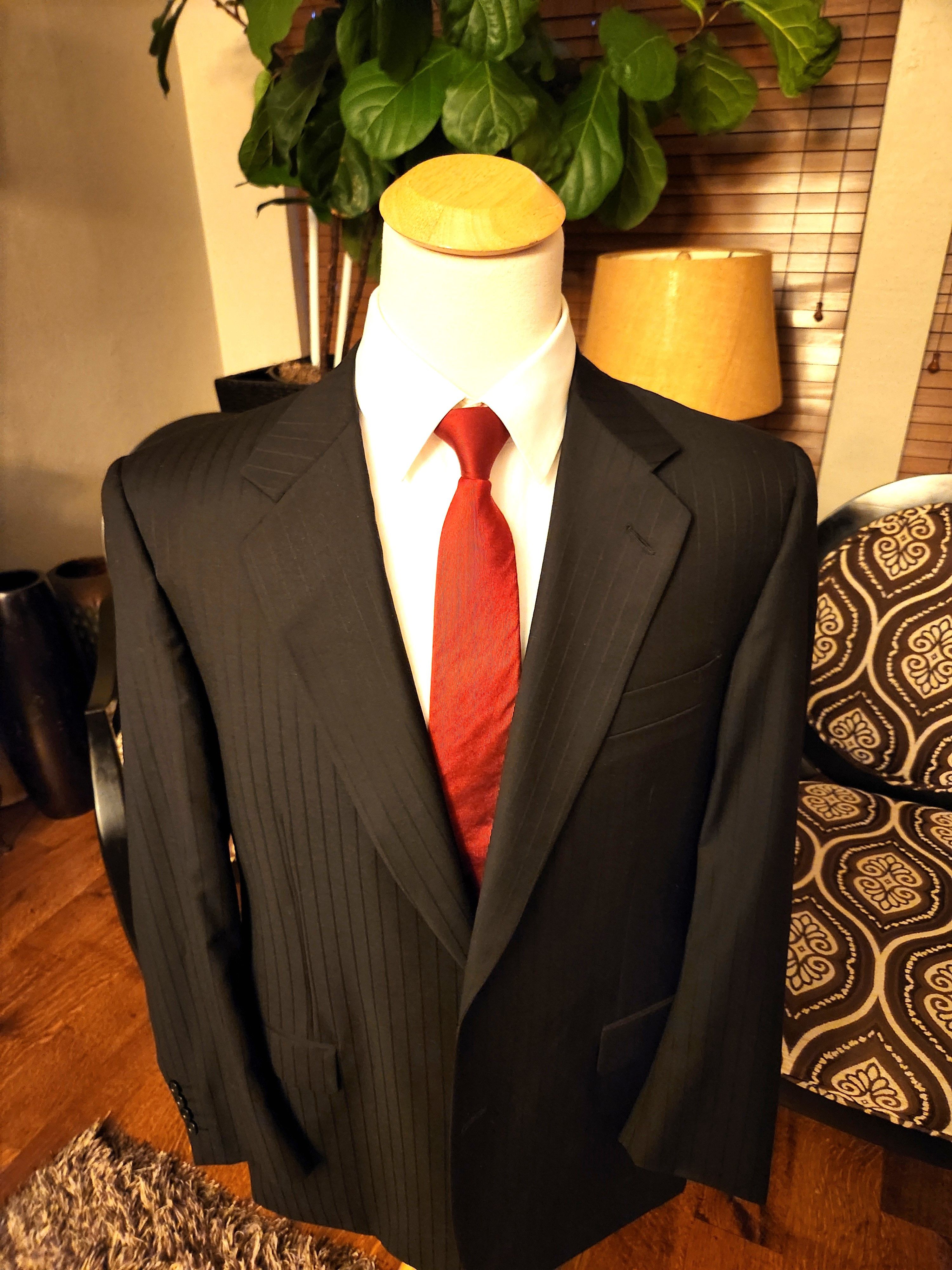 Canali NWOT 100% Wool Black Pinstripe Blazer Size 46R - 1 Thumbnail