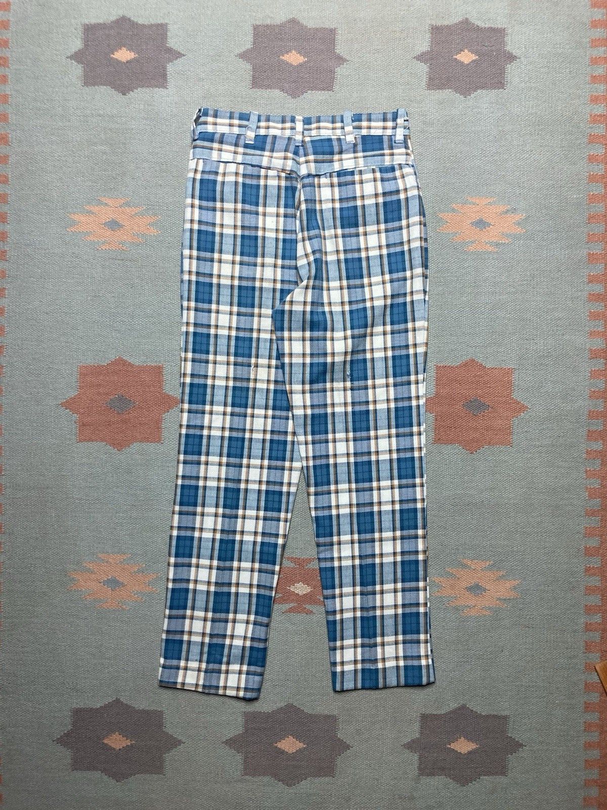 Vintage VTG 1960s plaid pants blue disco hippie Waldes zipper 28x27 Size US 28 / EU 44 - 5 Thumbnail