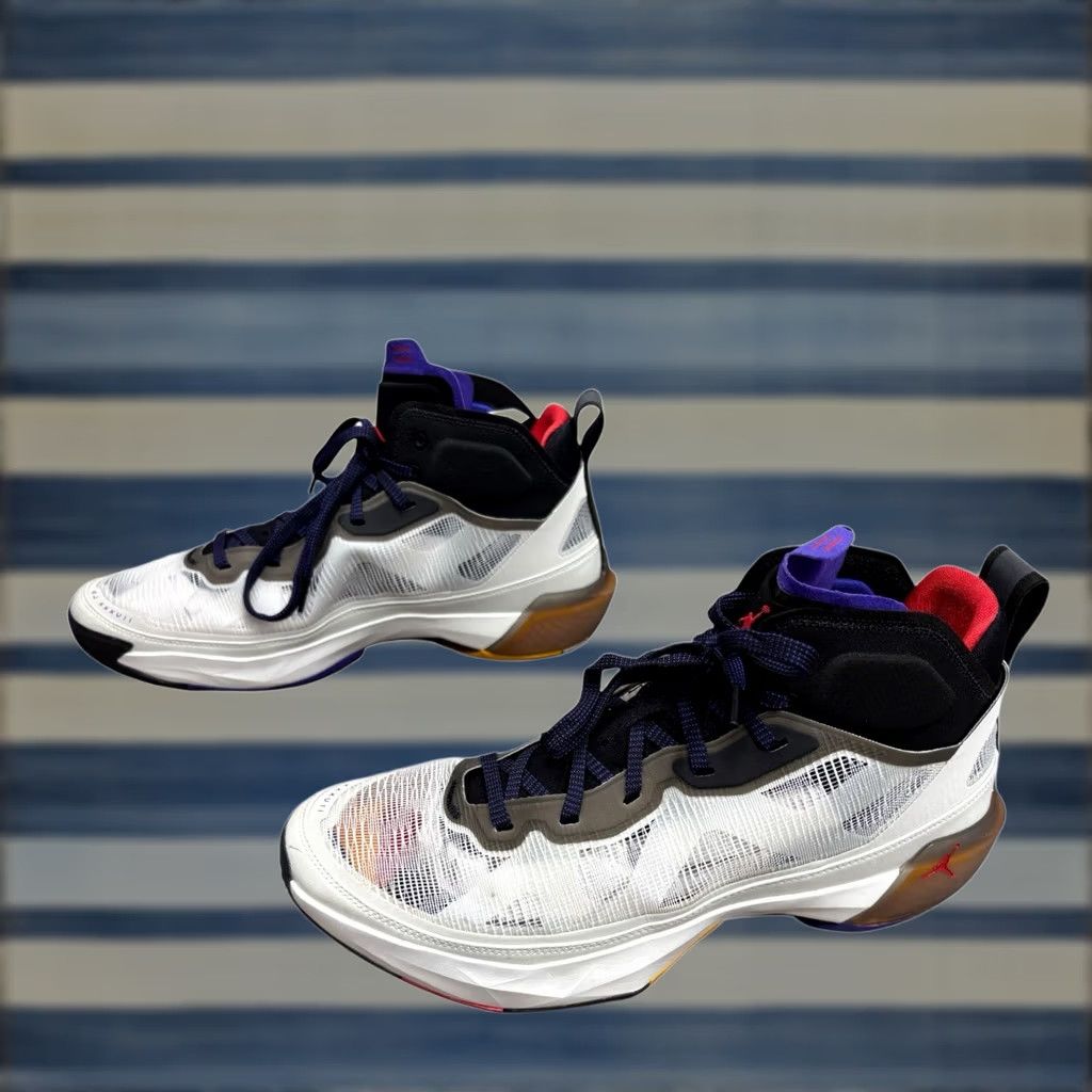Jordan Brand Nike Air Jordan 37 Beyond Borders Mens 13 Sneaker Light Bone Dark Concord Ivory Leno-Weave DD6958-060 2022 Athletic Basketball Shoes Size US 13 / EU 46 - 1 Thumbnail