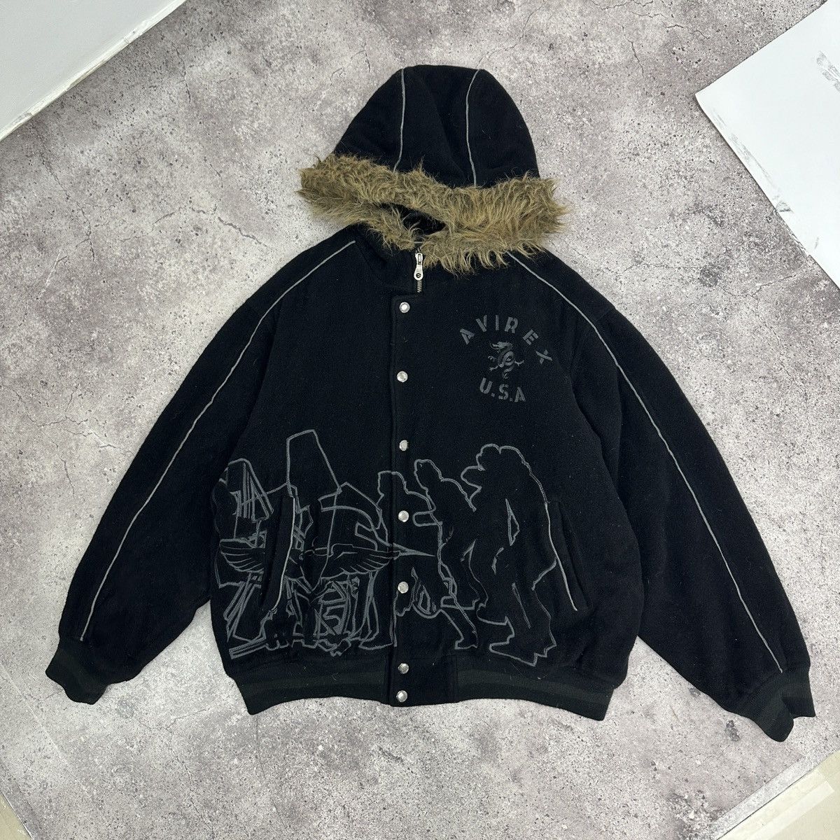 Avirex Vintage 90s Avirex Leather & Wool Jacket USA embroidered y2k Size US XL / EU 56 / 4 - 2 Thumbnail