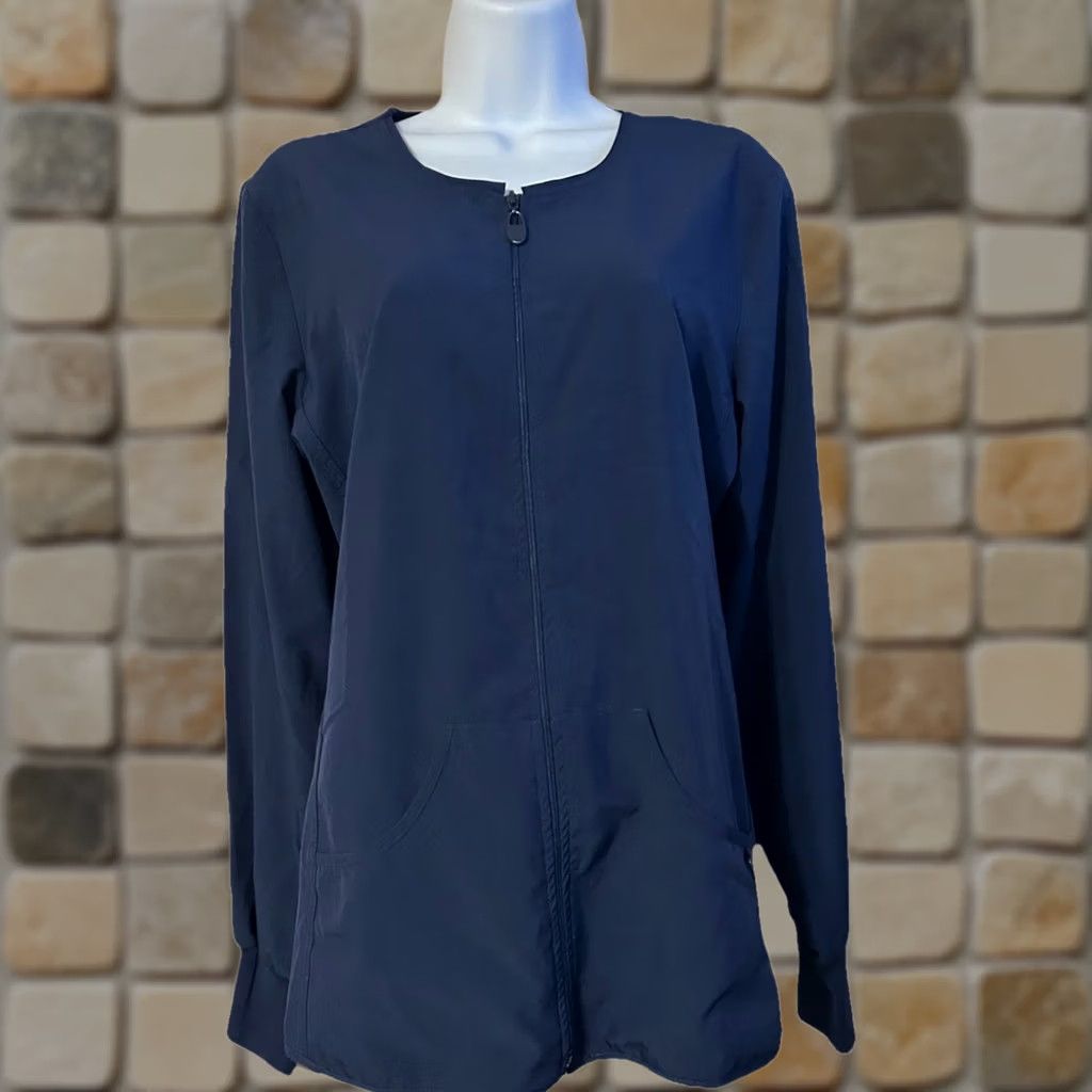 Vintage Med Couture Scrubs Top Navy Blue Long Sleeve Full Zip Pockets Women M Size M / US 6-8 / IT 42-44 - 1 Thumbnail