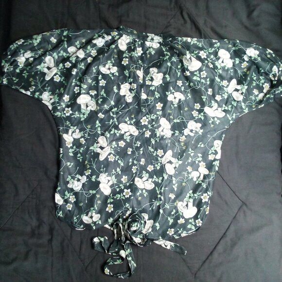 Other Vintage Mushrooms Polyester Disco Shirt V-Neck Size M / US 6-8 / IT 42-44 - 3 Thumbnail