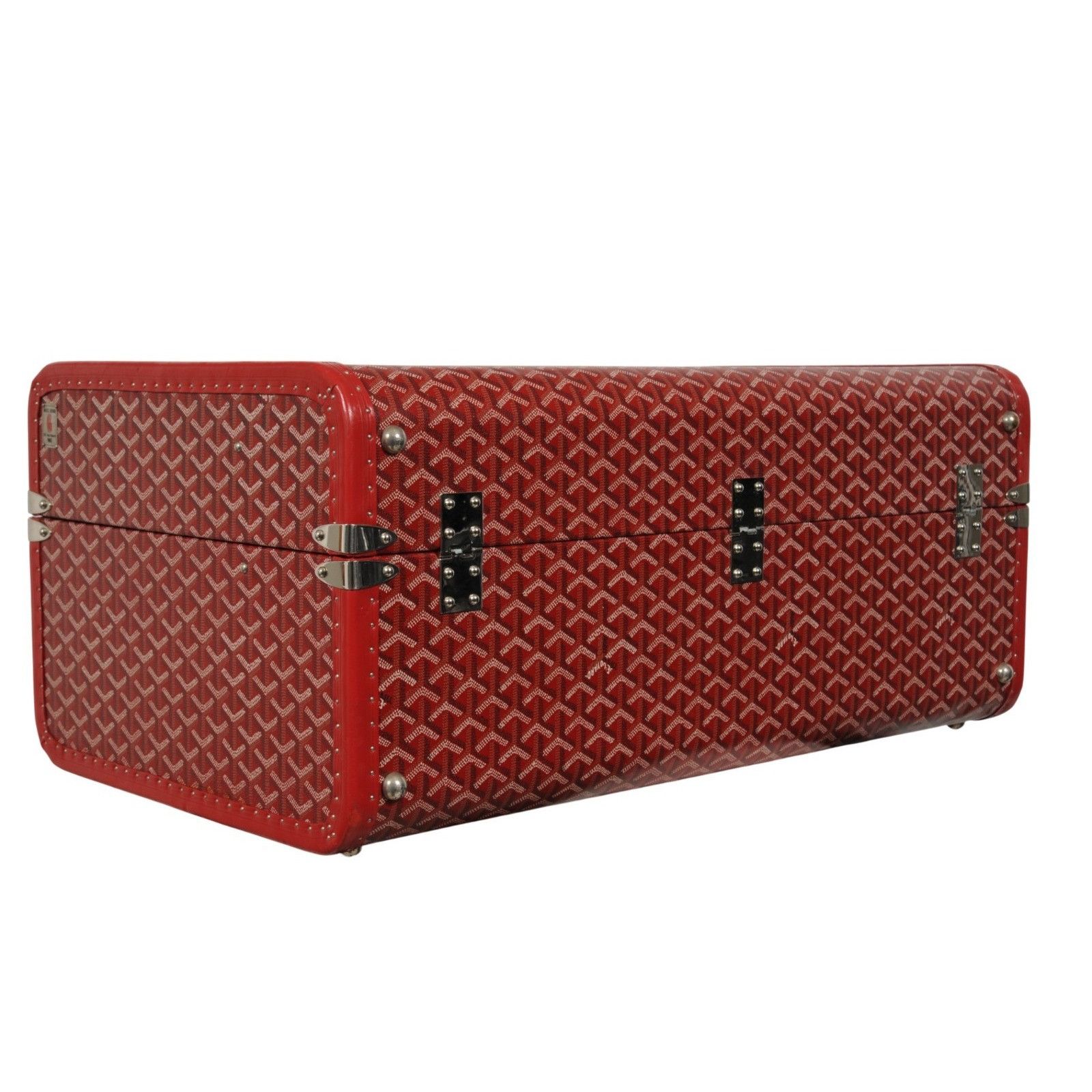 Goyard Rouge Red Compartmented Travel Trunk Palladium Carry Size ONE SIZE - 7 Thumbnail