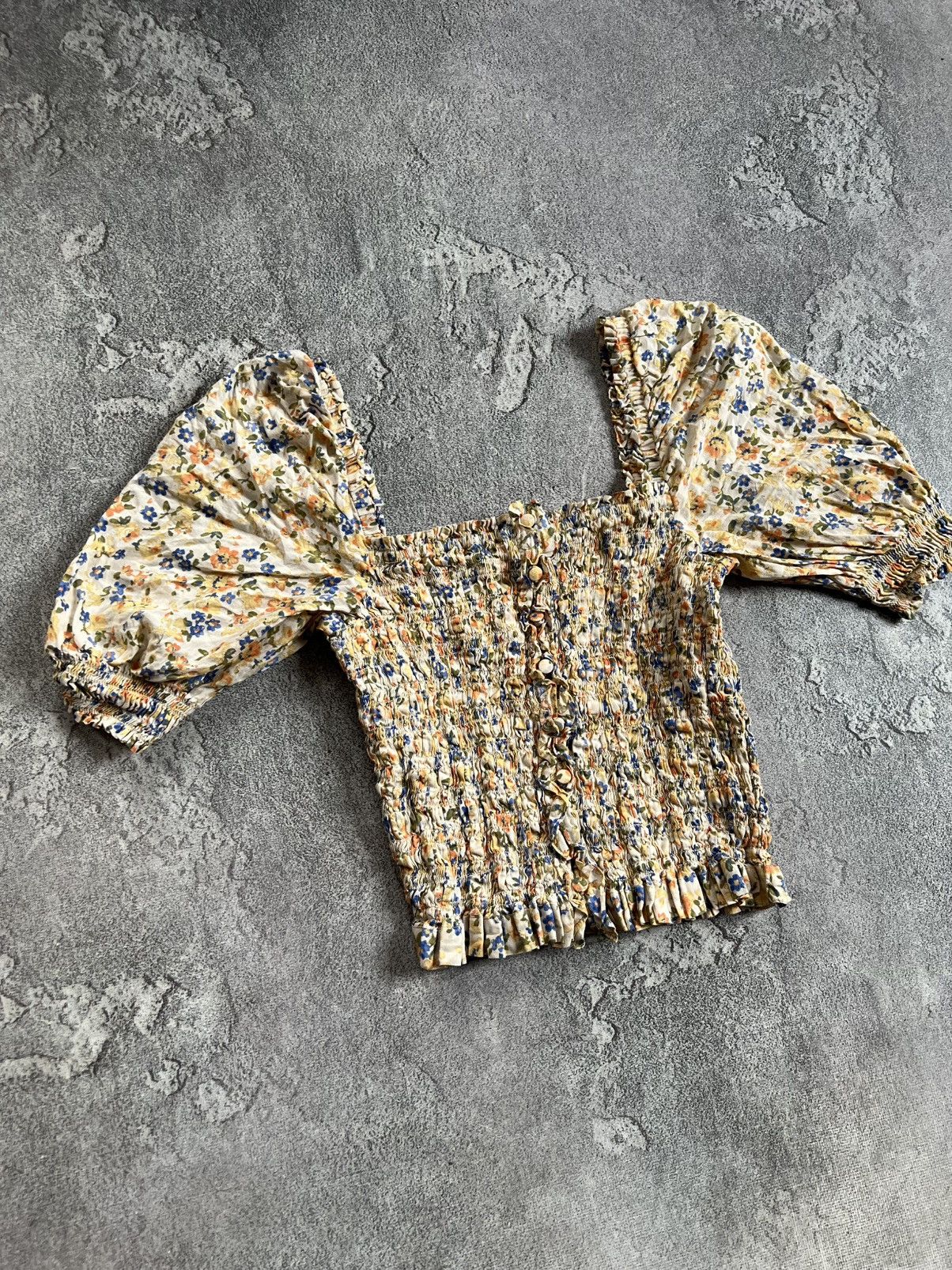 Sezane Sezane Smocked Top Floral Print Blouse Short Sleeve Size 36 Size XS / US 0-2 / IT 36-38 - 2 Thumbnail