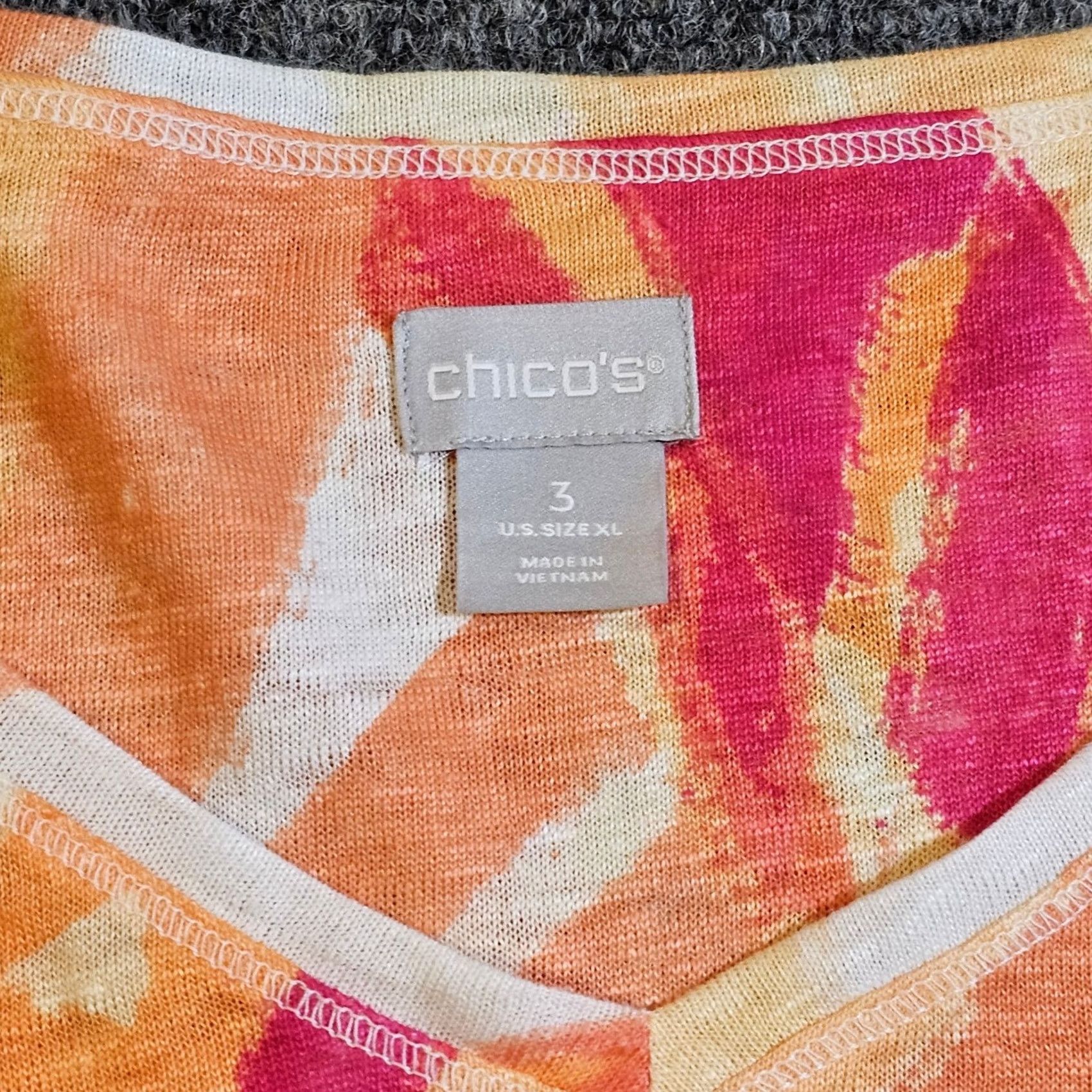 Vintage Chicos Top Shirt Women XL Orange Linen Knit Boxy Stretchy Casual Beachy Easy Care Silhouette Mens Womens Size XL / US 12-14 / IT 48-50 - 3 Thumbnail