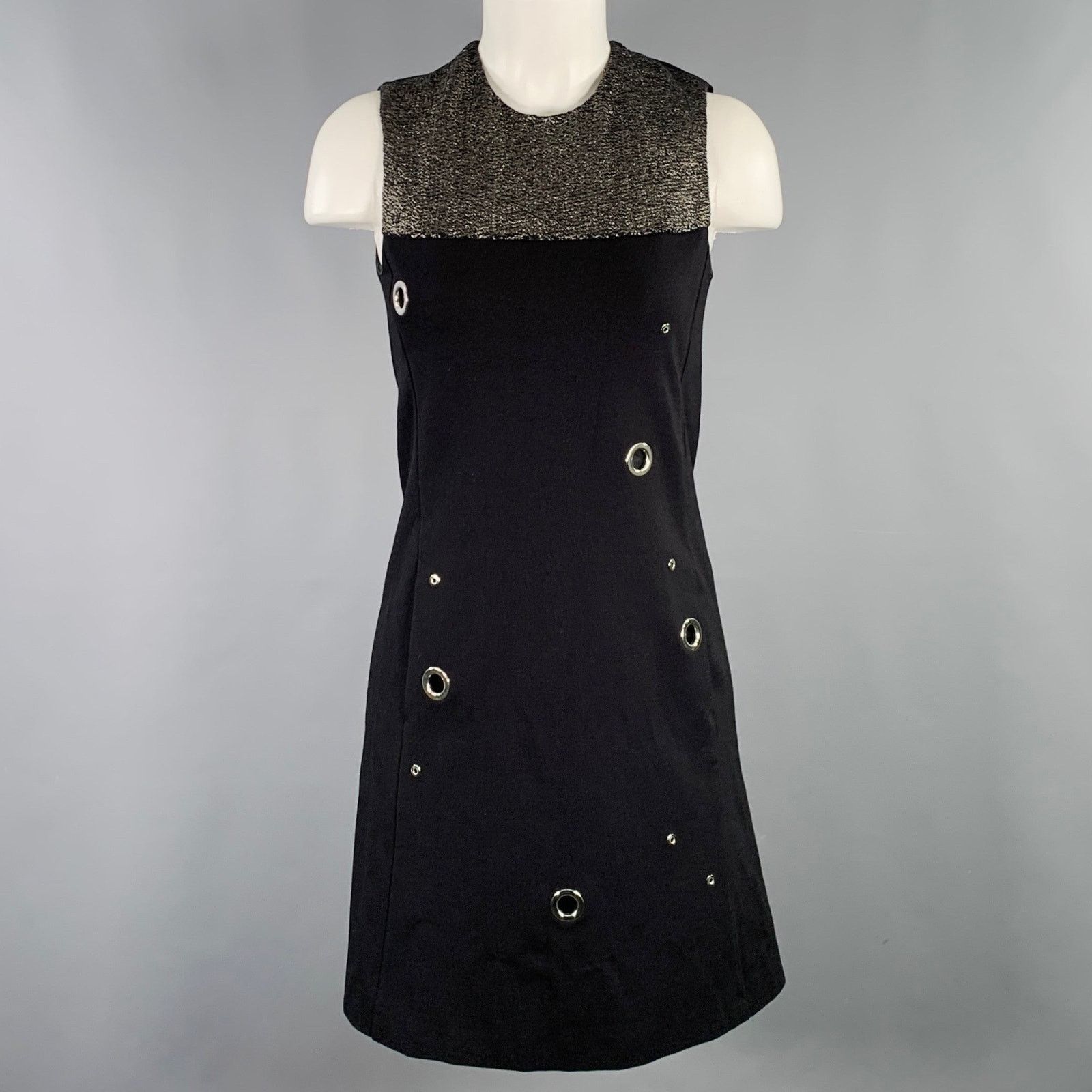 Costume National Size XS Black Silver Viscose Blend Two Tone Shift Dress Size XS / US 0-2 / IT 36-38 - 1 Thumbnail