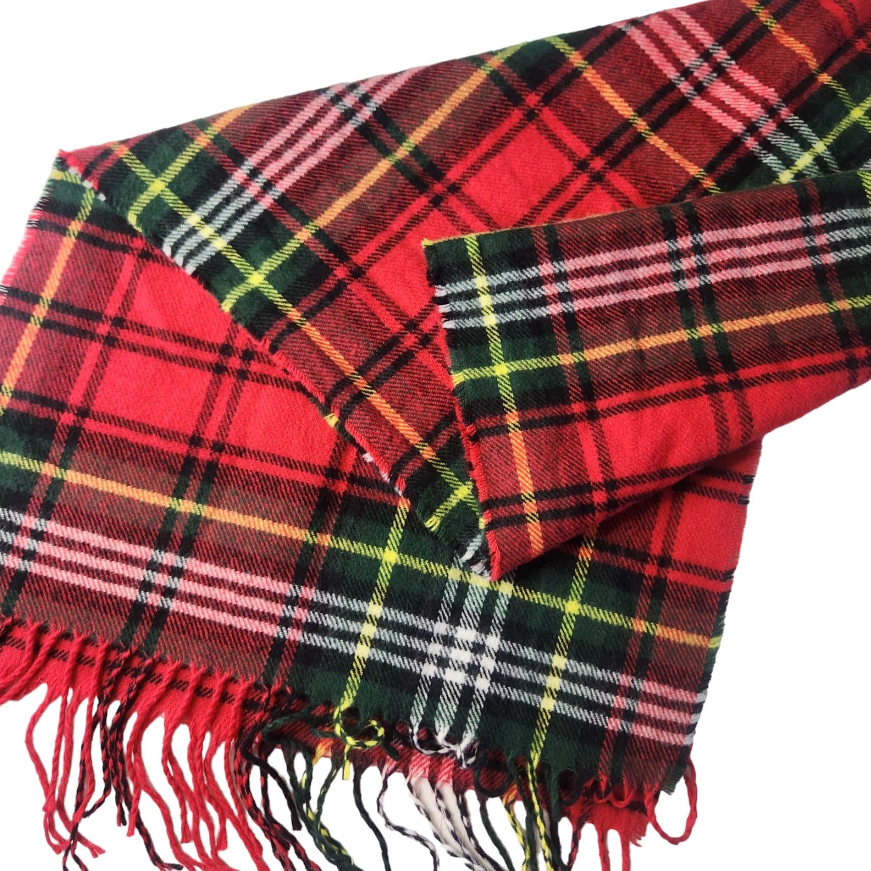 Steve Madden Steve Madden Scarf Red Plaid Tartan Fringe Edges One Size Wide Classic Size ONE SIZE - 2 Thumbnail