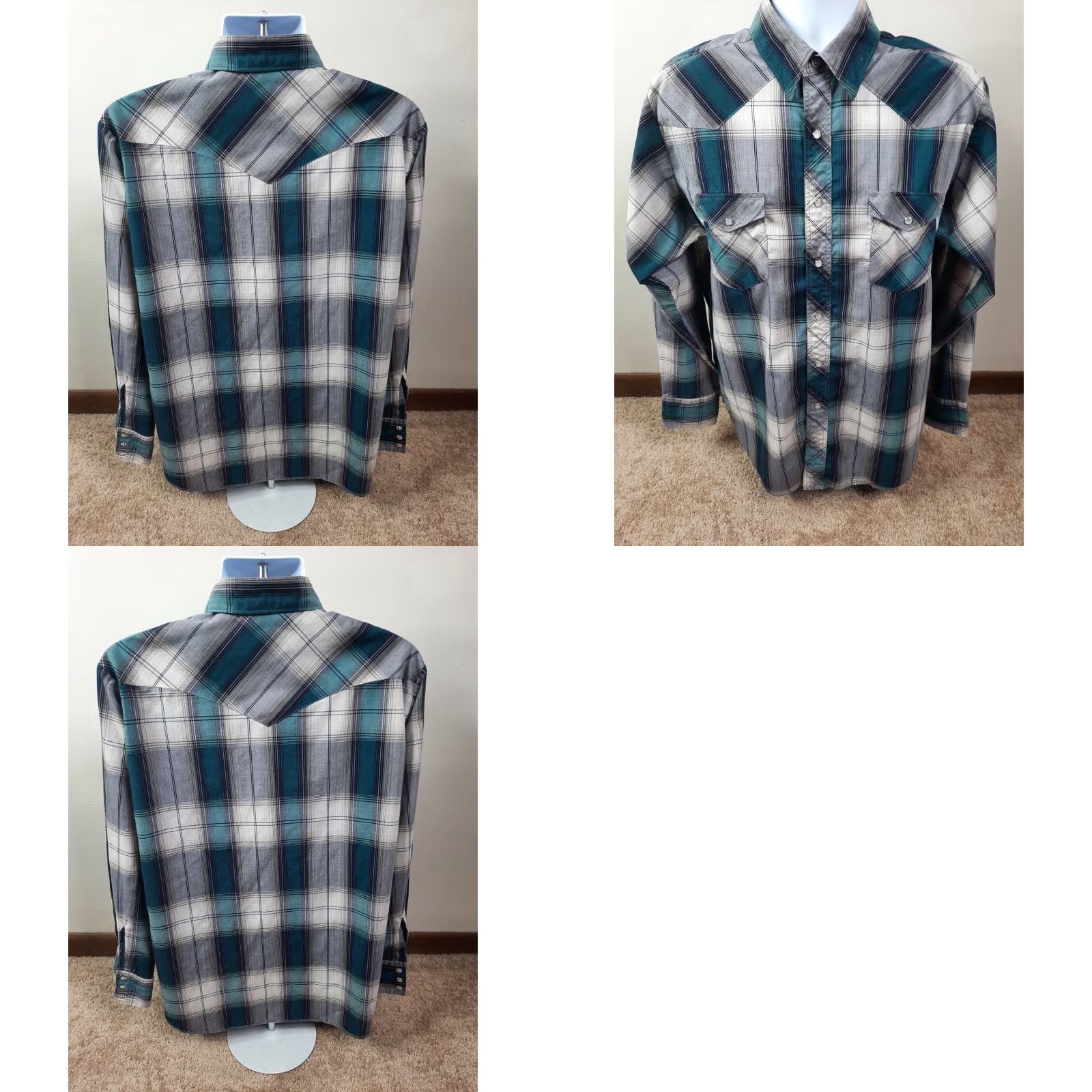 Wrangler VINTAGE Wrangler Western green plaid long sleeve pearl snap button shirt Large Mens Shirt Size US L / EU 52-54 / 3 - 8 Thumbnail