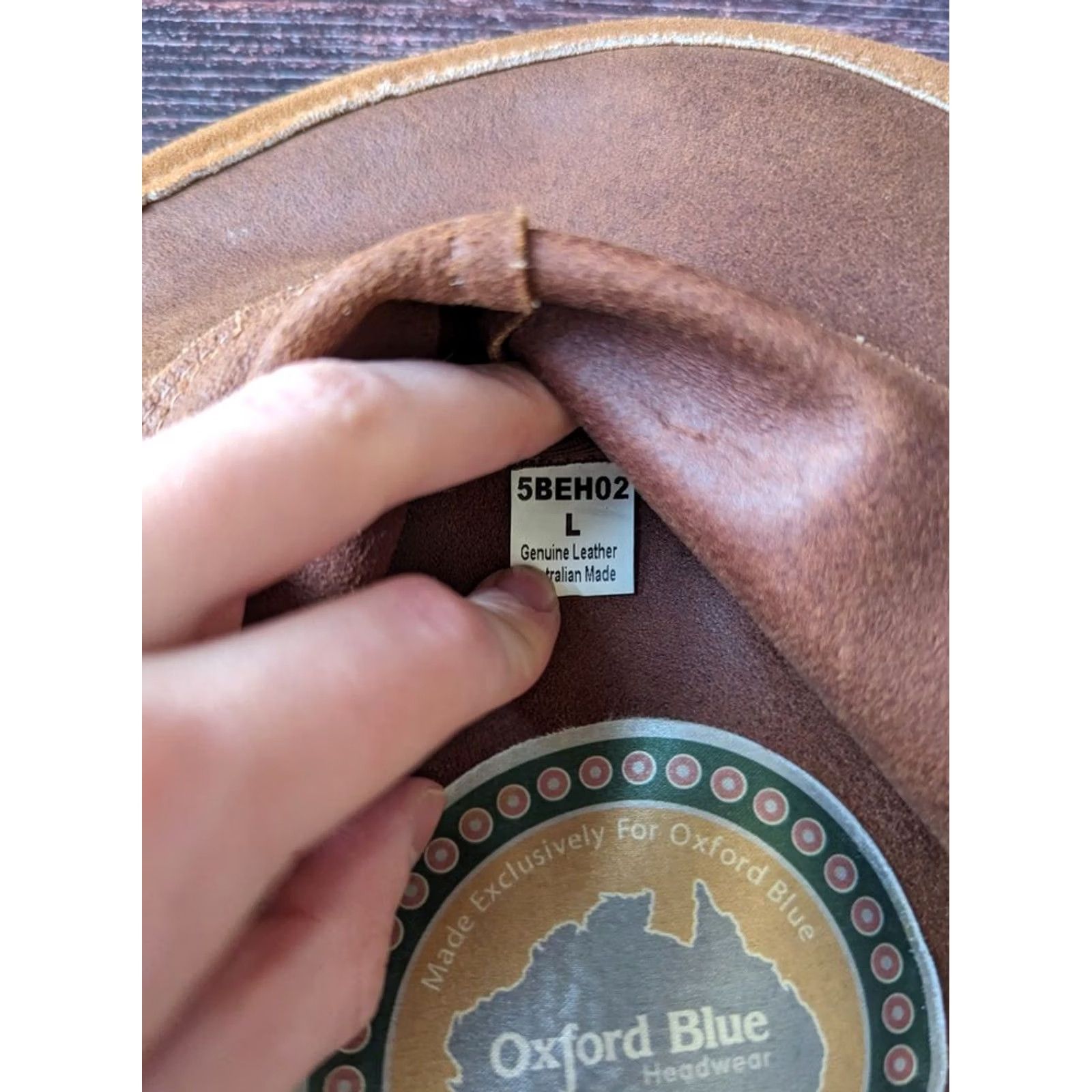 Vintage Oxford Blue Leather Cowboy Hat Australia Brown Size L Men Hat Leather Brown Cowboy Oxford Blue Australia L Mens Size ONE SIZE - 8 Thumbnail