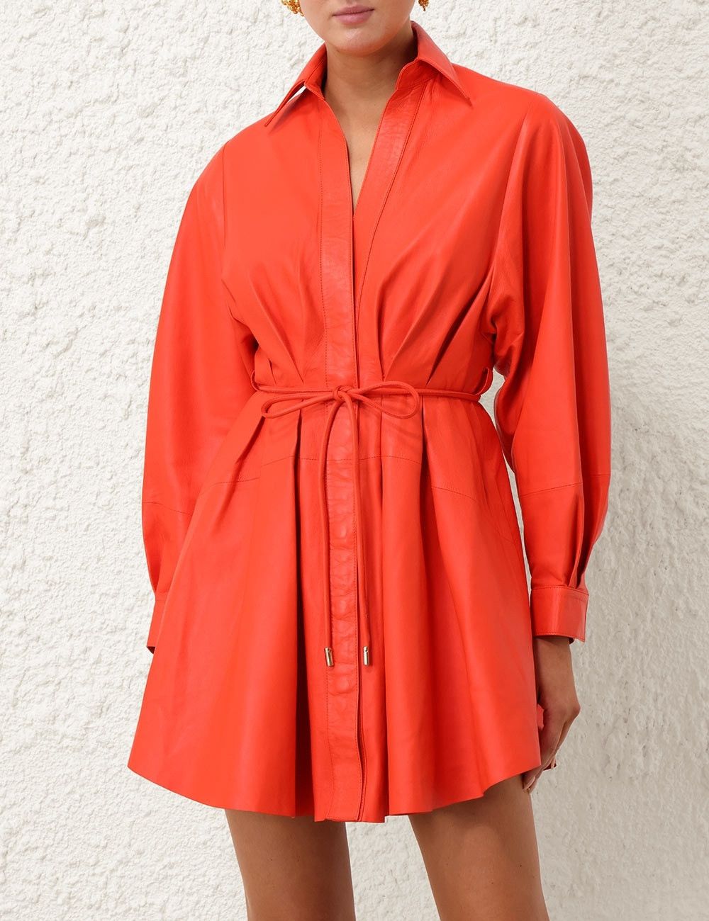 Zimmermann oc11z0525 Tranquillity Leather Mini Dress in Red Size XS / US 0-2 / IT 36-38 - 5 Thumbnail