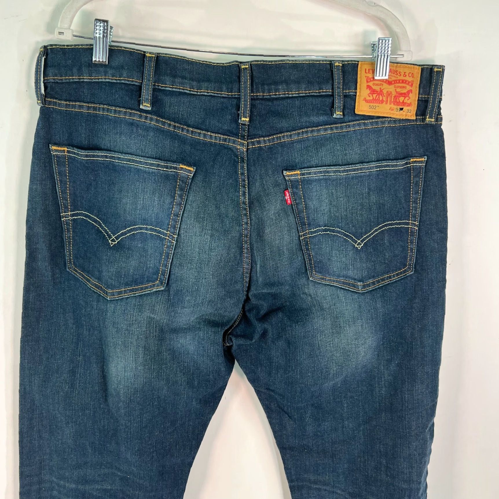 Levi's Levi's 502 Jeans Mens Flat Front Straight Denim Blue Size 38X32 Regular Inseam 32 M2 5-Pocket Classic Rise 10" Button Closure Size US 38 / EU 54 - 4 Thumbnail