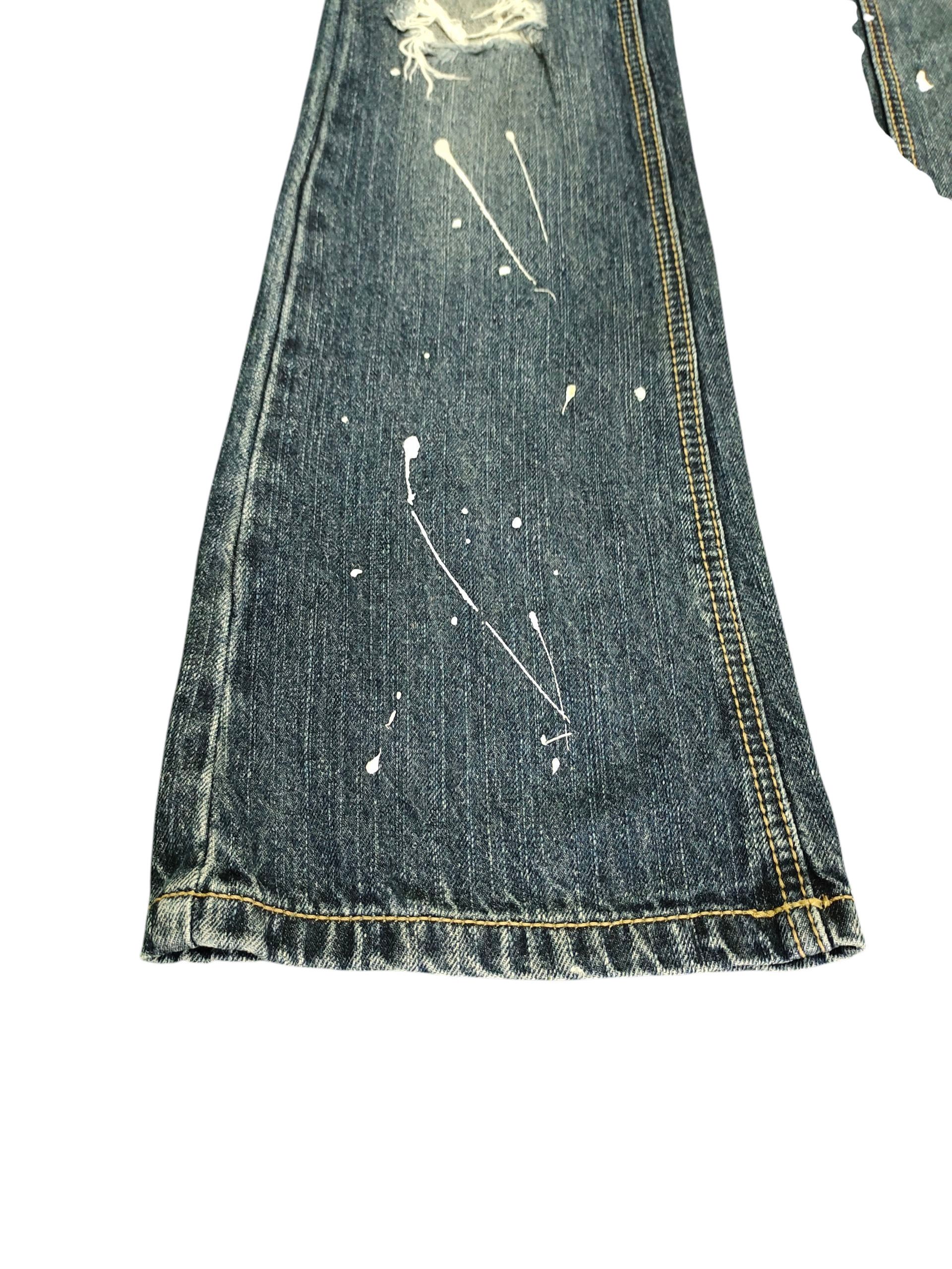 Flare Jeans Elvence Painted Distress Denim Bootcut Low Rise