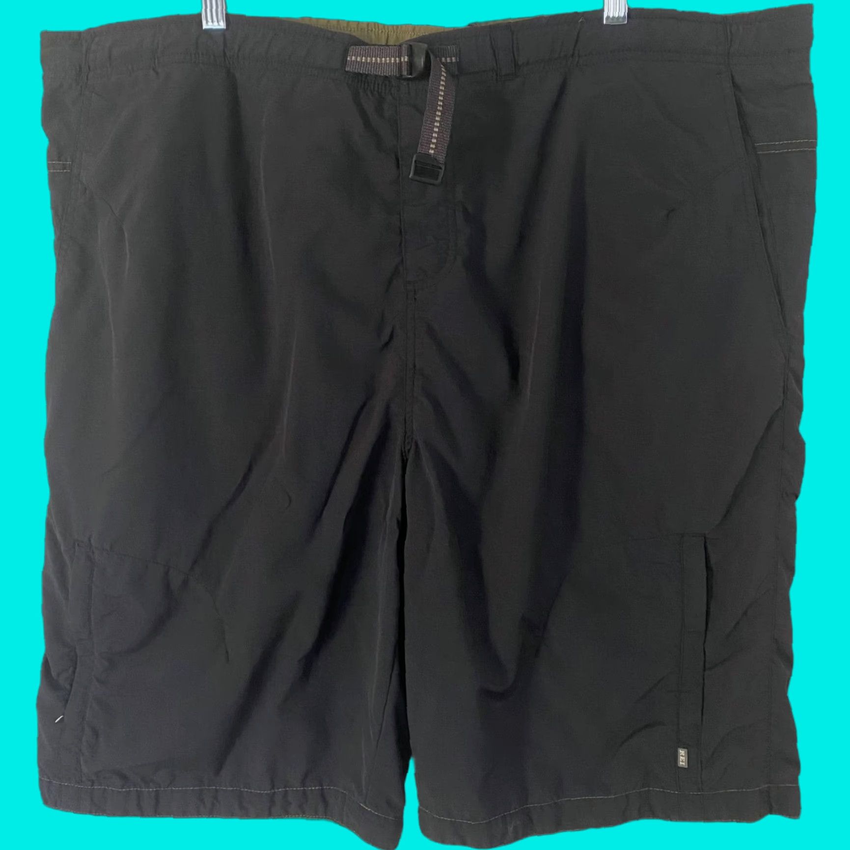 Vintage REI Cargo Hiking Shorts Mens 2XL Gray Nylon Belted Lined Pockets Rip Stop Utility Cargo Pro Size US 39 - 1 Thumbnail