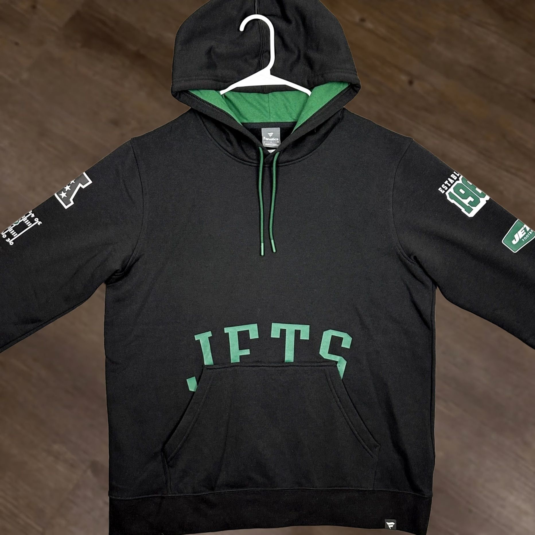 Vintage VINTAGE New York Jets NFL Fanatics Hoodie Mens Large Black Green Sweatshirt Drawstring Size US L / EU 52-54 / 3 - 1 Thumbnail