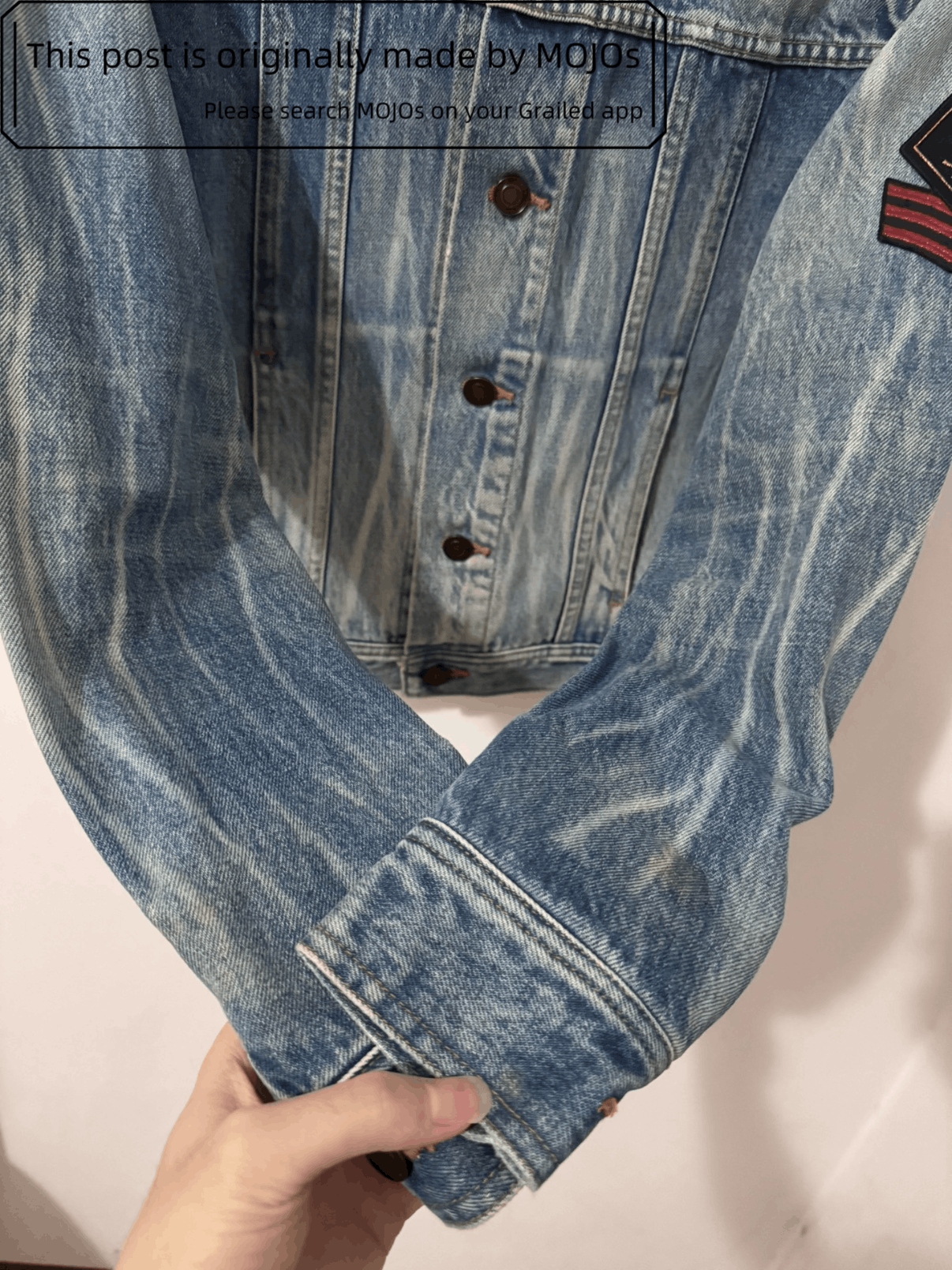 Saint Laurent Paris Saint Laurent Paris 16AW Sleeve Patch Denim Jacket mojos1224 Size US S / EU 44-46 / 1 - 4 Thumbnail