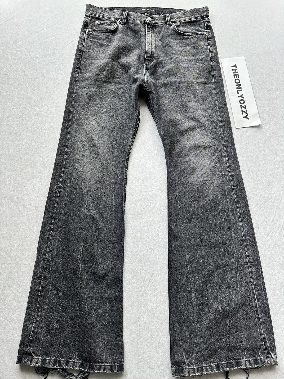 Pre-owned Balenciaga 2022  Lost Tape Denim Black Flare Jeans Size M