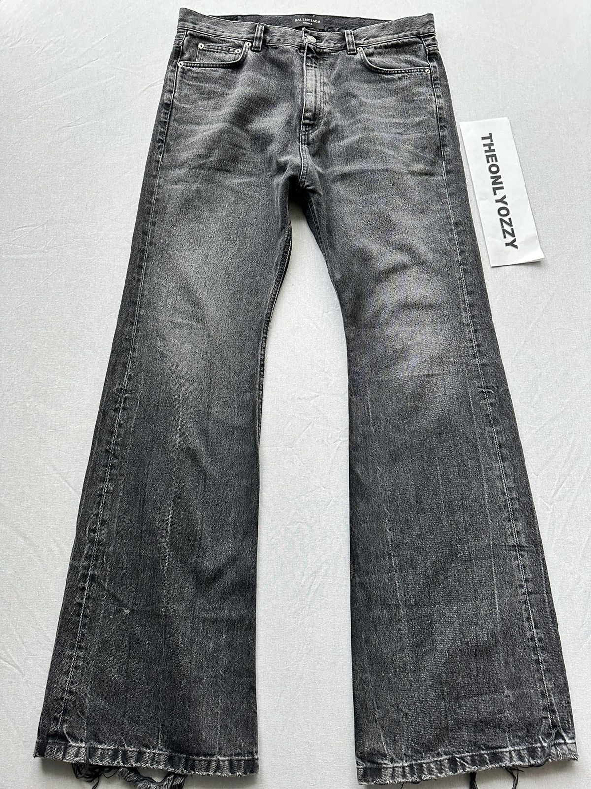 image of 2022 Balenciaga Lost Tape Denim Black Flare Jeans Size M, Men's