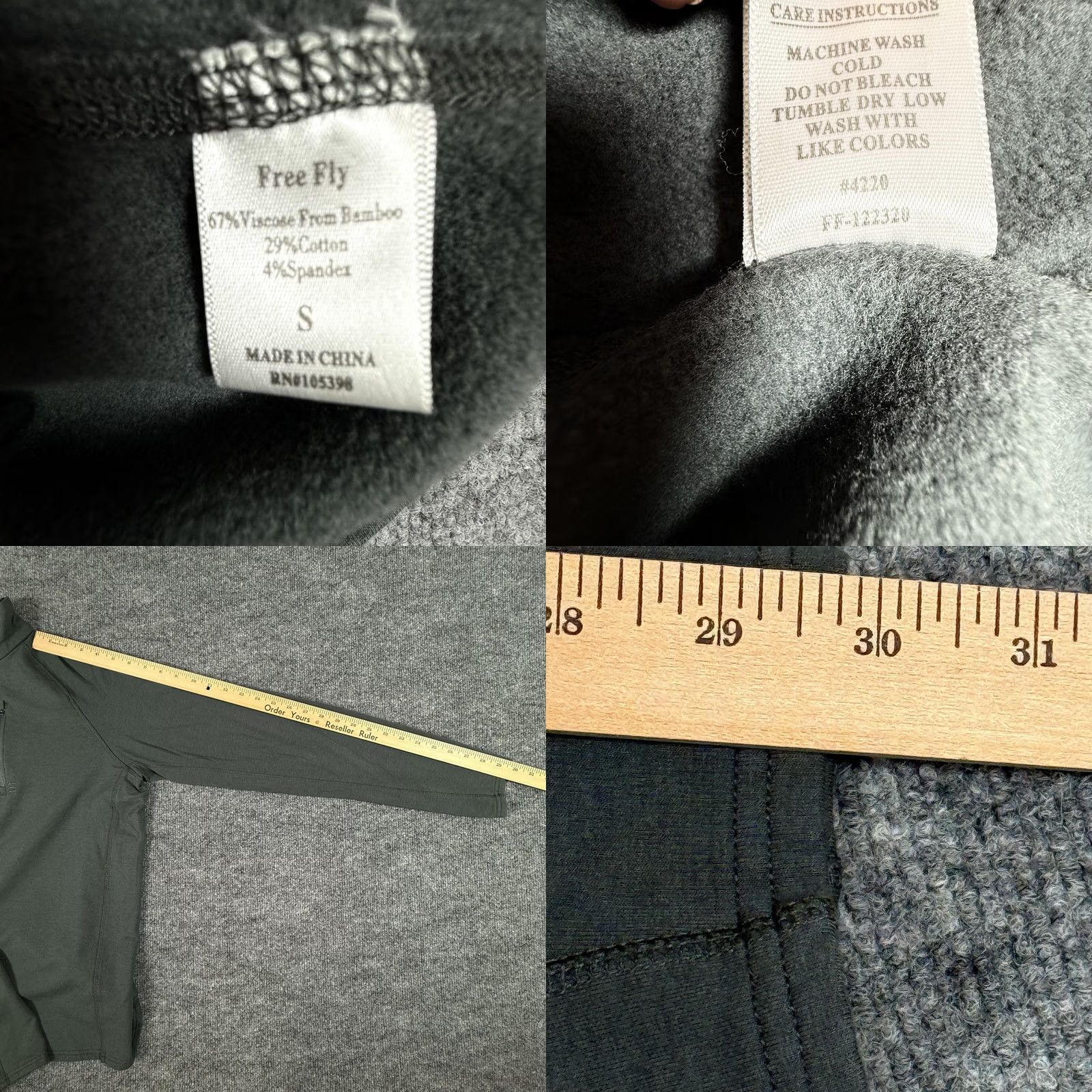 Vintage Free Fly Mens Small Gray Half Zip LS Performance Outdoor Bamboo Top Size US S / EU 44-46 / 1 - 8 Thumbnail