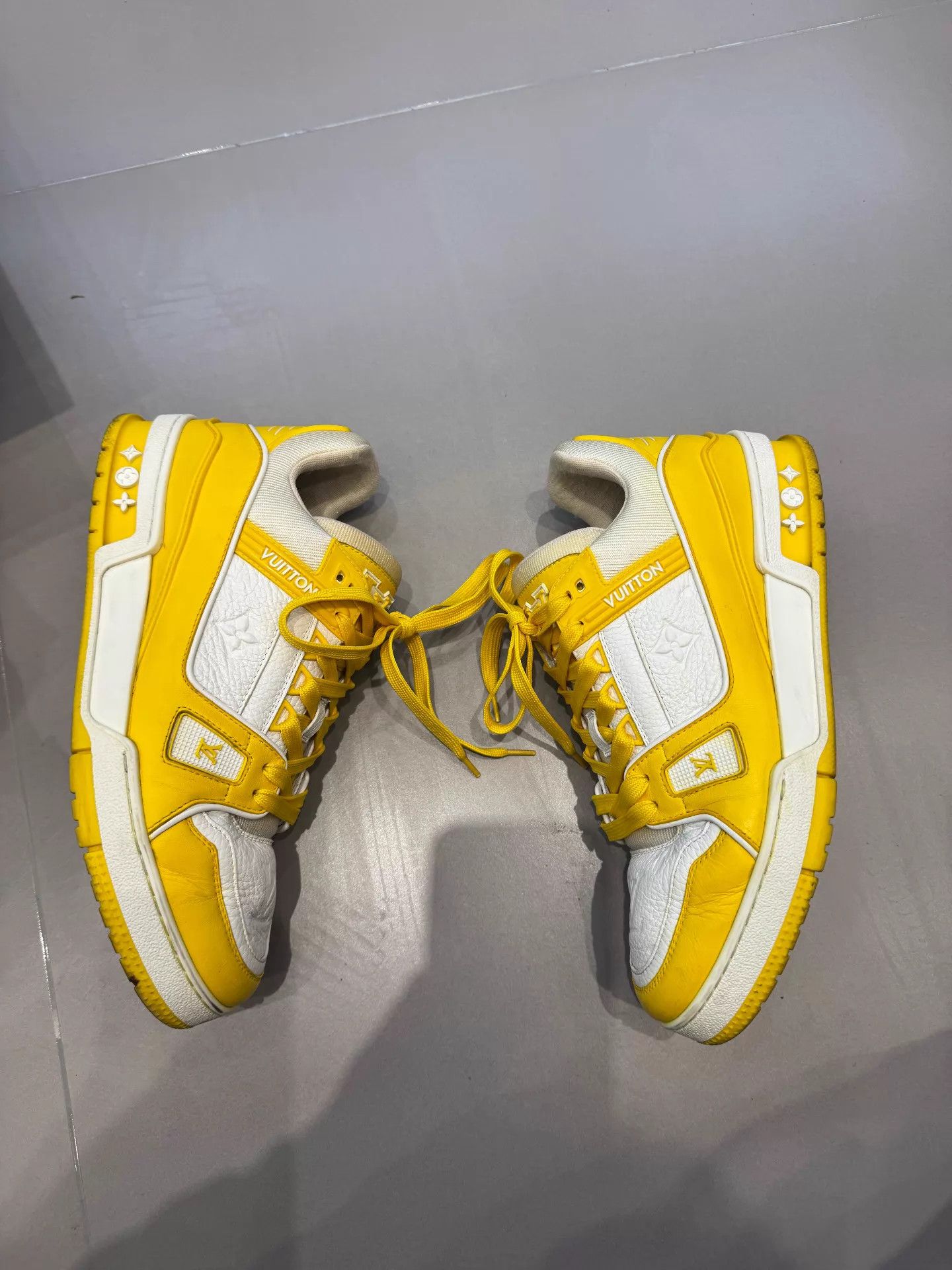 Louis Vuitton LV Trainer Men's White & Yellow Low Top Size US 9 / EU 42 - 4 Thumbnail