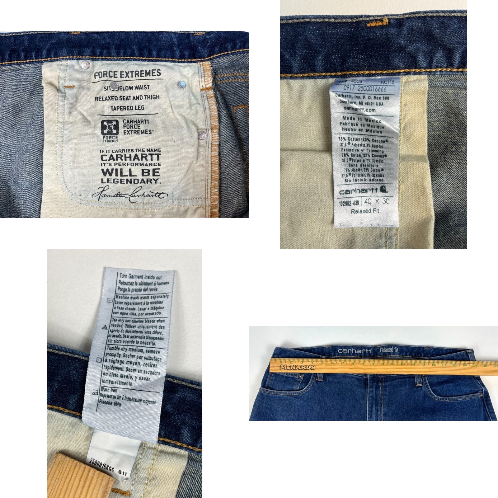 Carhartt Carhartt Jeans Force Extremes Relaxed Fit Tapered Leg 40x30 Mens Denim Blue 40x30 Jeans Size US 40 / EU 56 - 8 Thumbnail